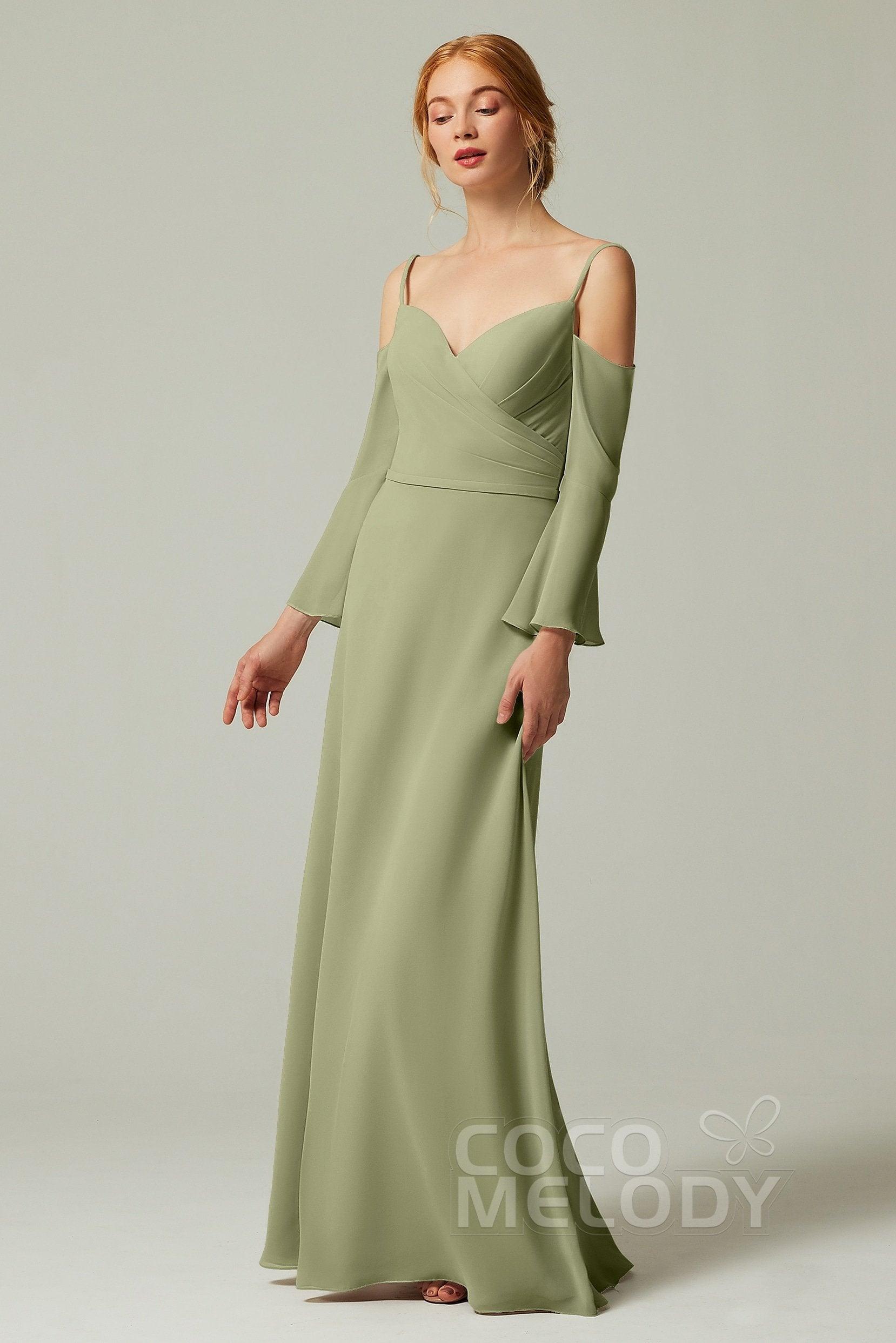 A-Line Floor Length Chiffon Bridesmaid Dress CB0307 - COCOMELODY