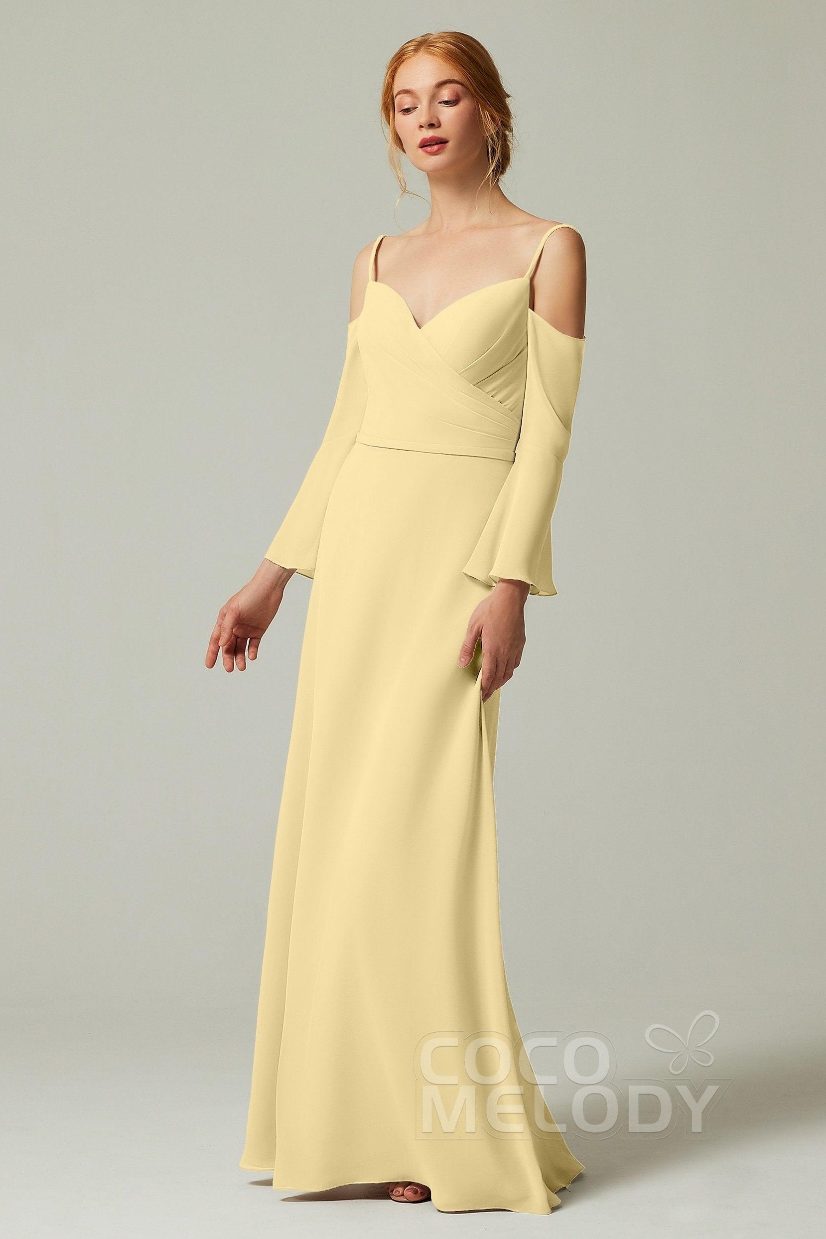 A-Line Floor Length Chiffon Bridesmaid Dress CB0307 - COCOMELODY