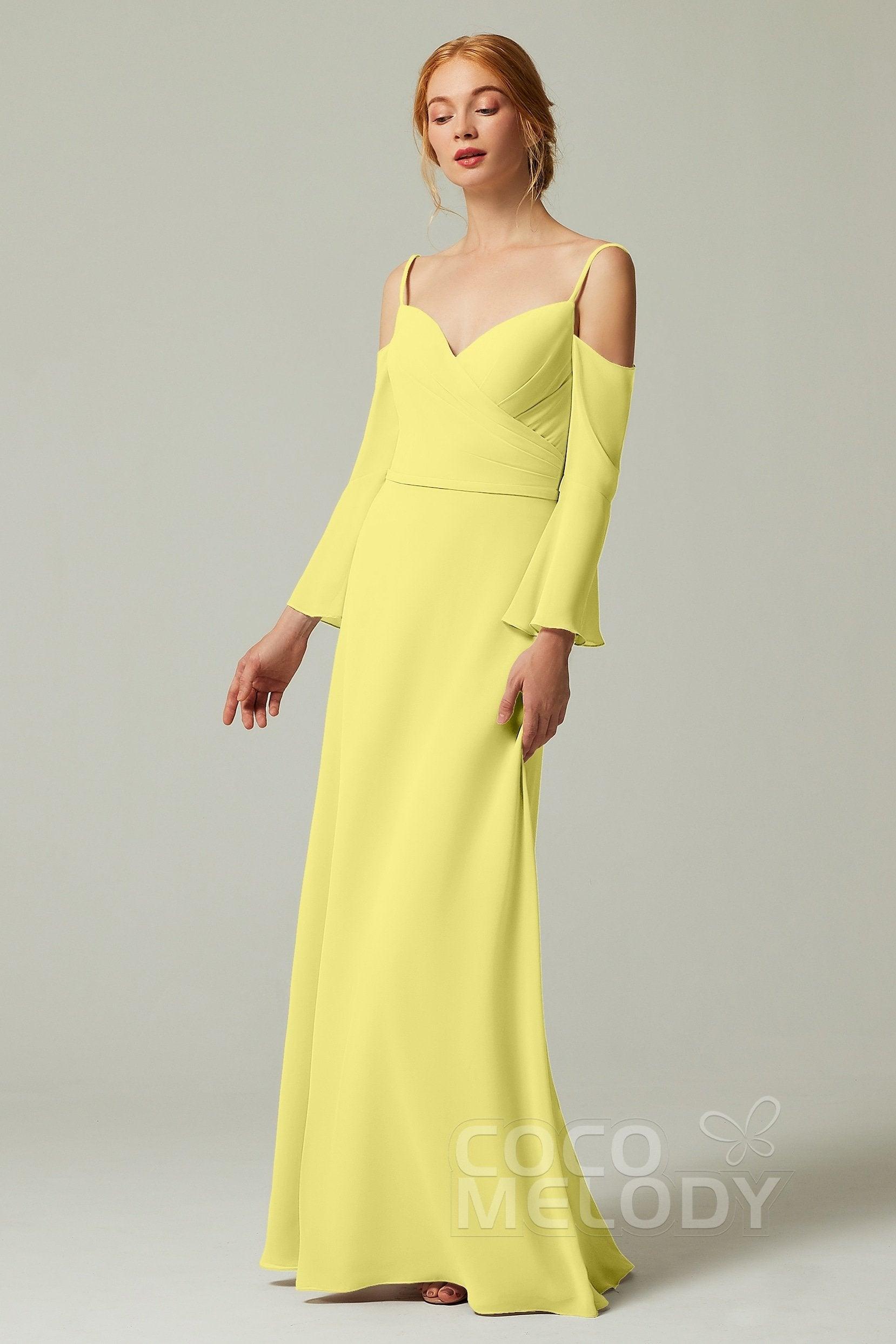 A-Line Floor Length Chiffon Bridesmaid Dress CB0307 - COCOMELODY