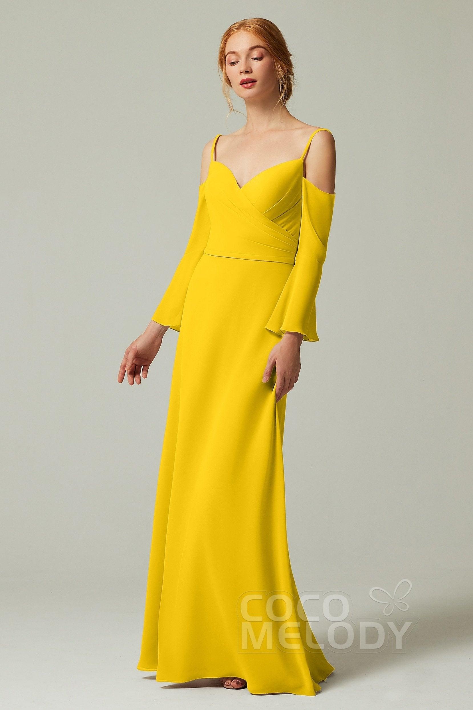 A-Line Floor Length Chiffon Bridesmaid Dress CB0307 - COCOMELODY