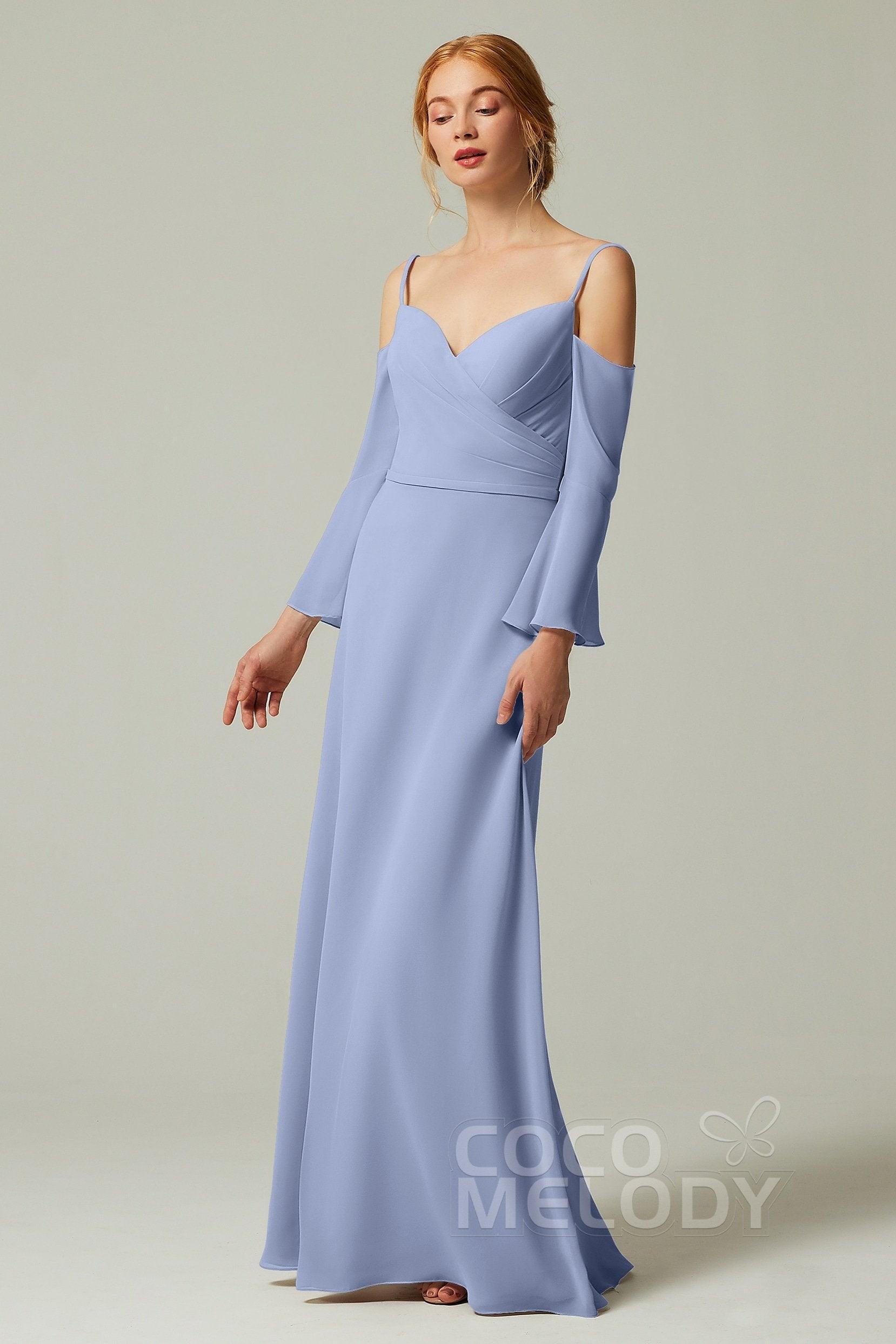 A-Line Floor Length Chiffon Bridesmaid Dress CB0307 - COCOMELODY