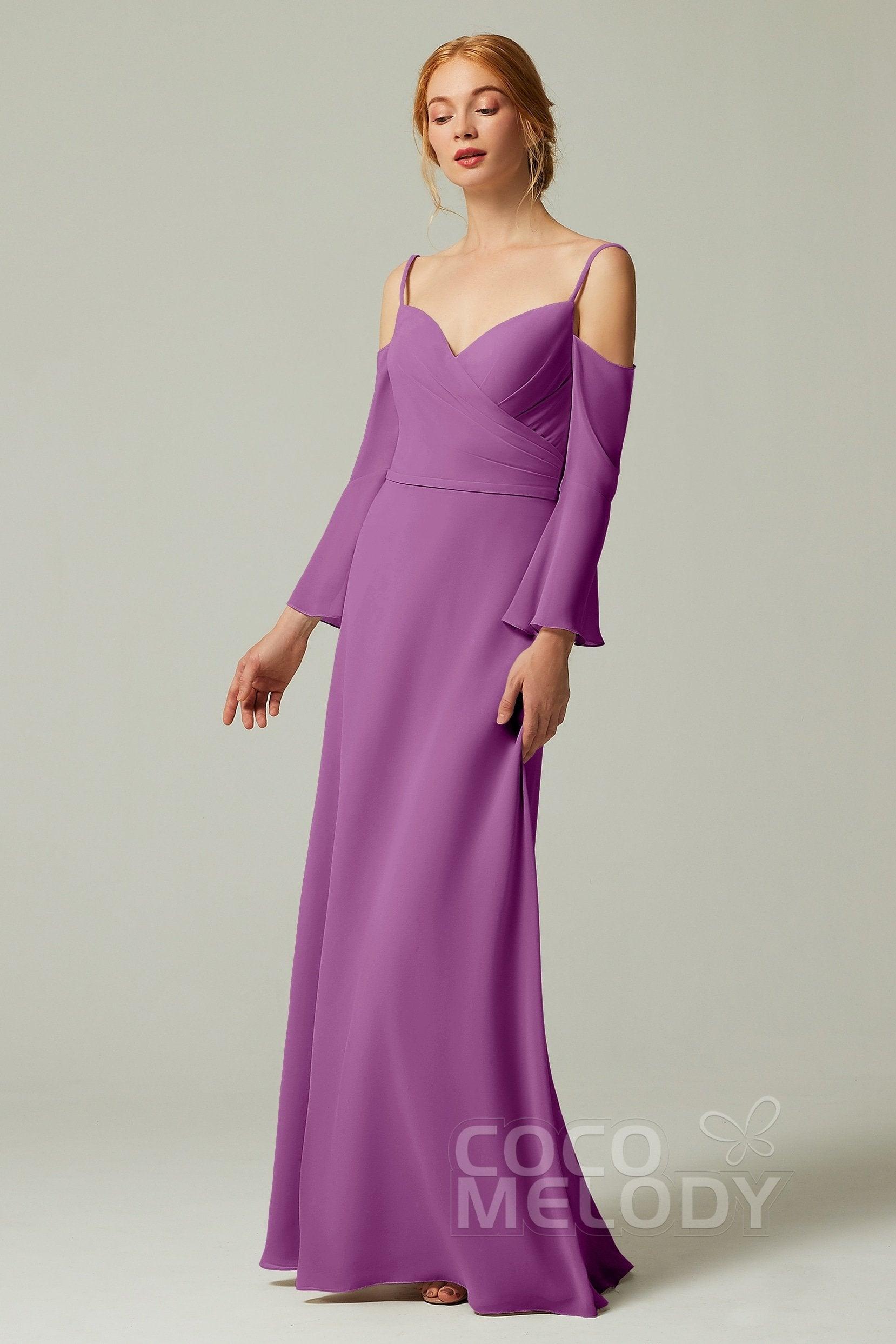 A-Line Floor Length Chiffon Bridesmaid Dress CB0307 - COCOMELODY