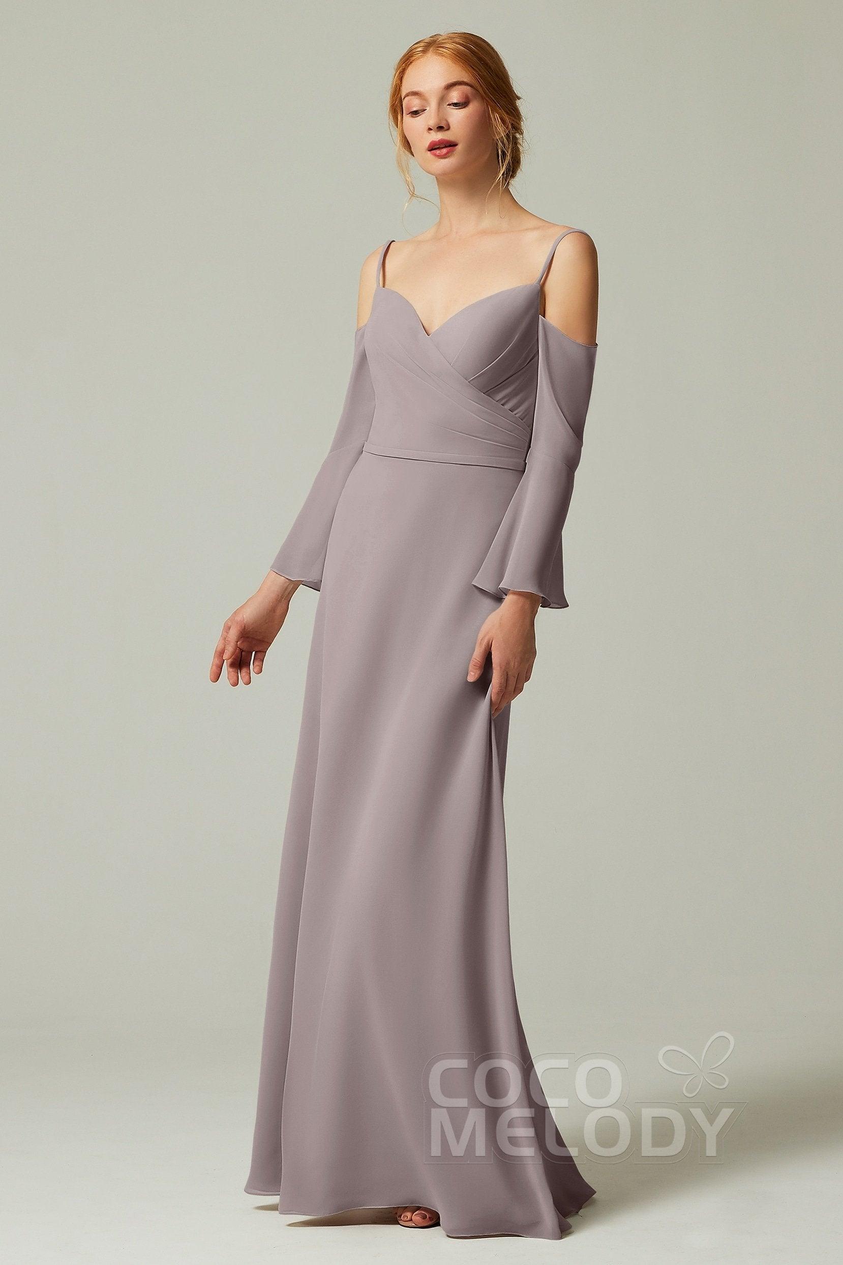 A-Line Floor Length Chiffon Bridesmaid Dress CB0307 - COCOMELODY