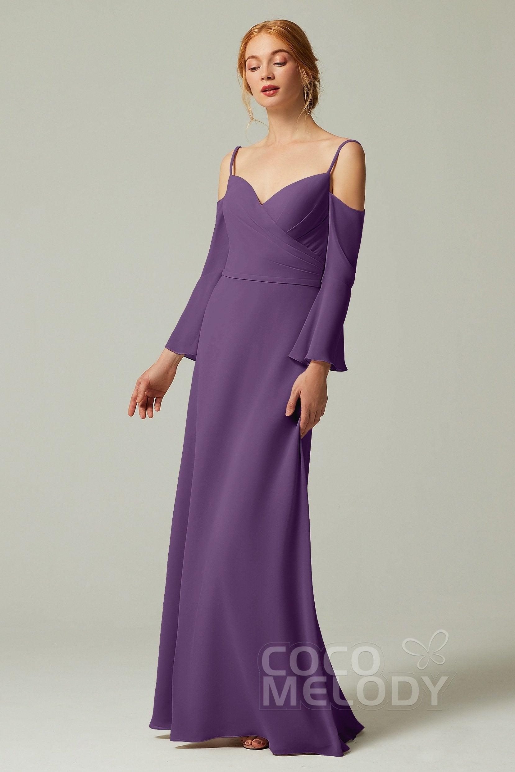 A-Line Floor Length Chiffon Bridesmaid Dress CB0307 - COCOMELODY