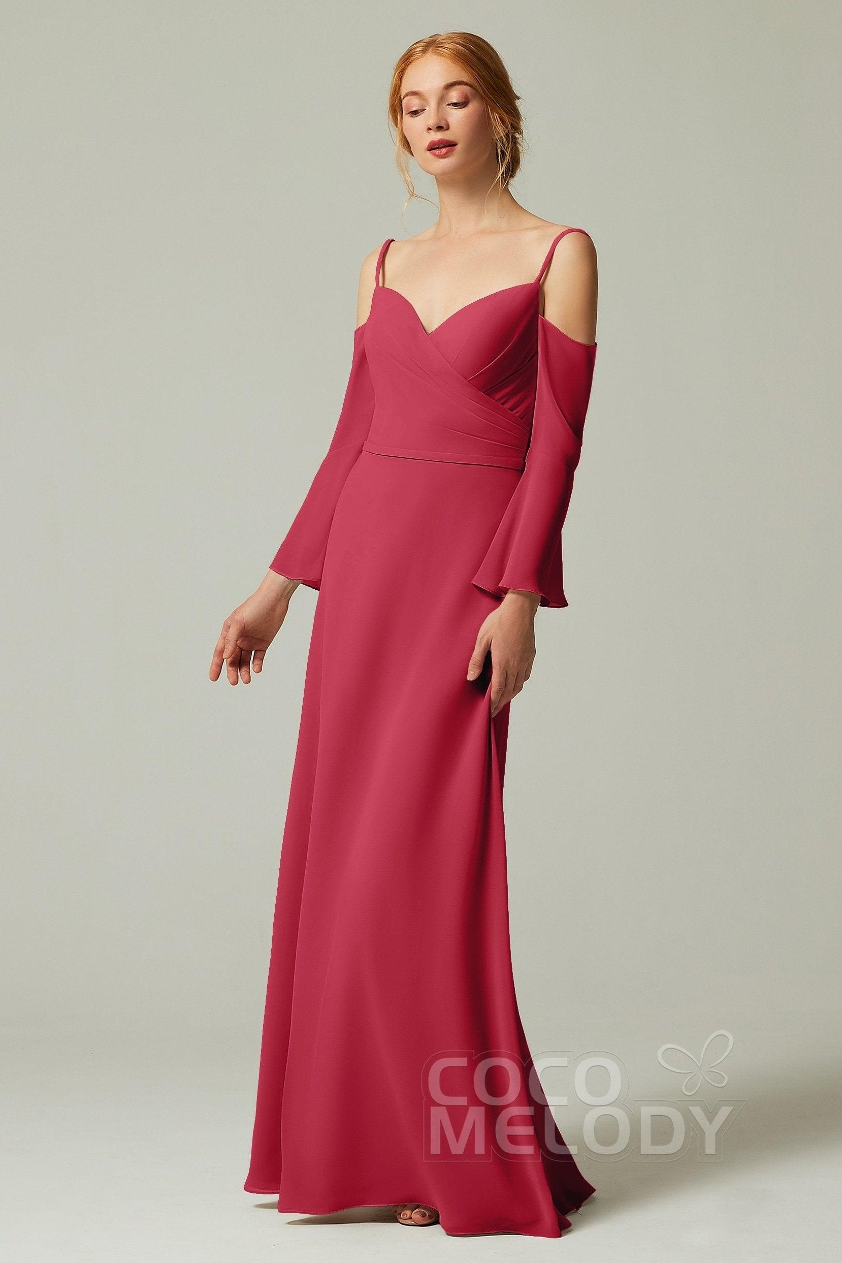 A-Line Floor Length Chiffon Bridesmaid Dress CB0307 - COCOMELODY