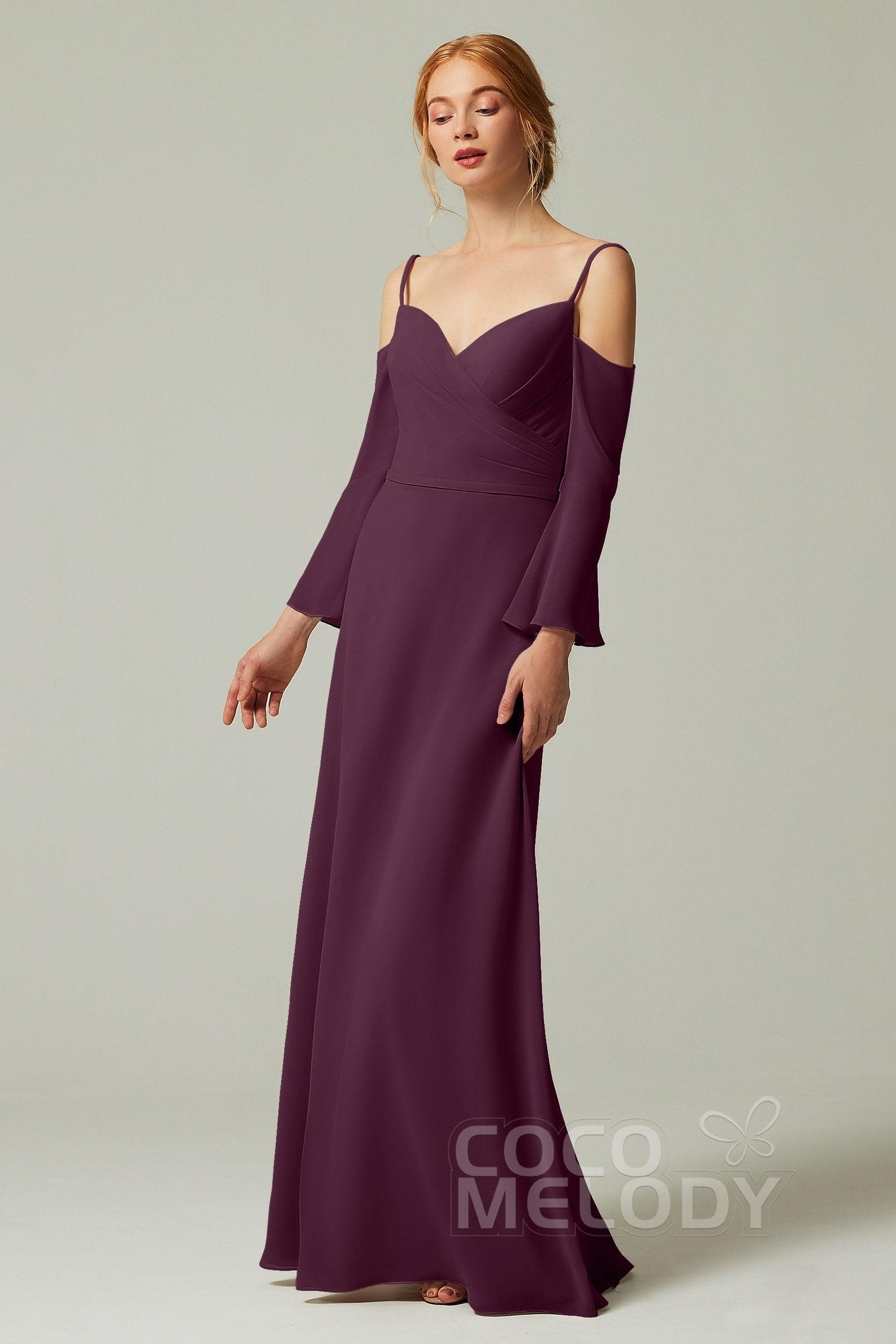 A-Line Floor Length Chiffon Bridesmaid Dress CB0307 - COCOMELODY