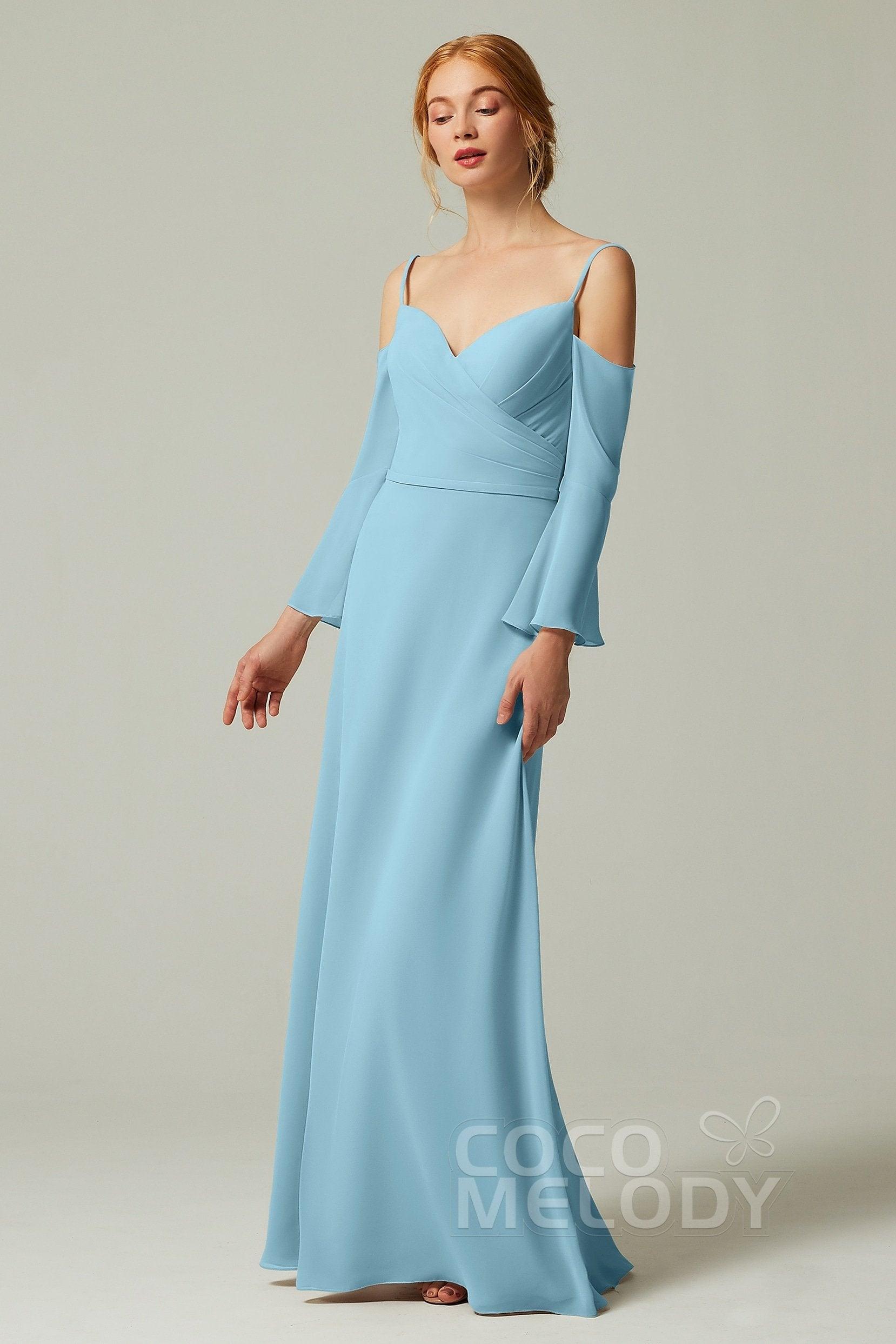 A-Line Floor Length Chiffon Bridesmaid Dress CB0307 - COCOMELODY