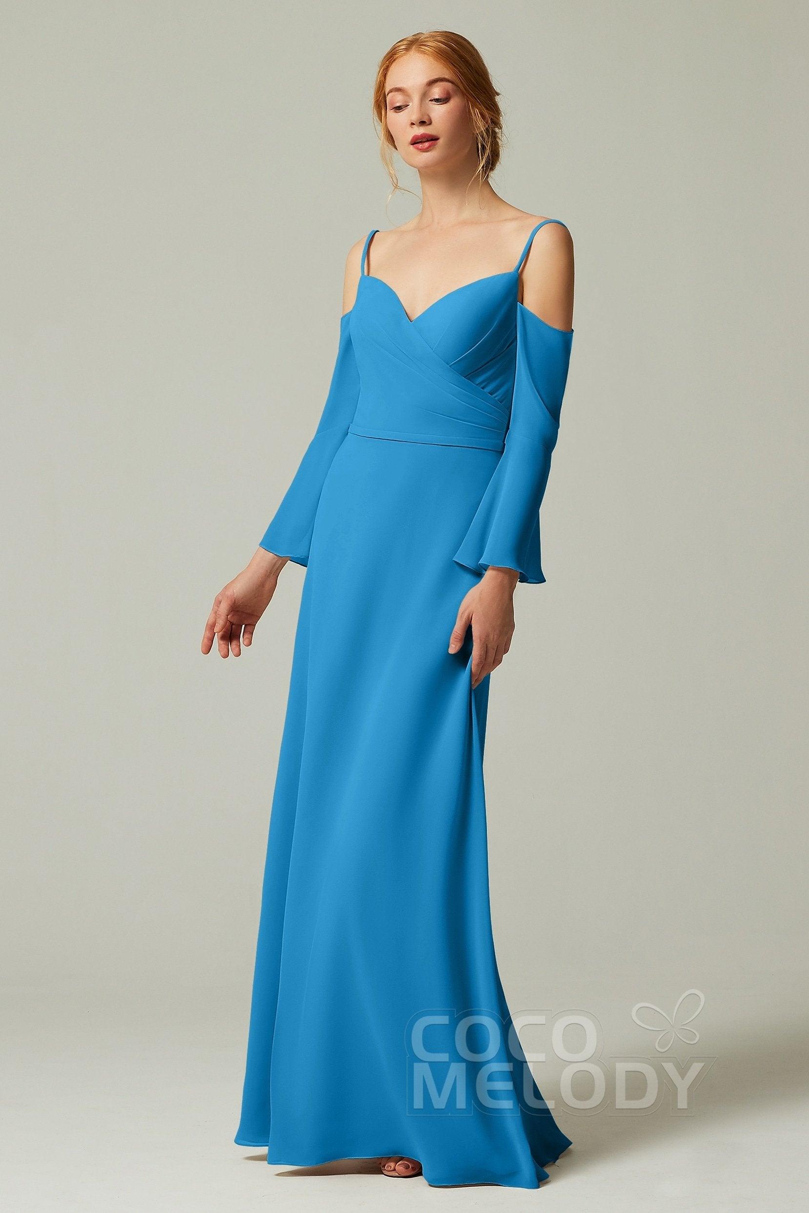 A-Line Floor Length Chiffon Bridesmaid Dress CB0307 - COCOMELODY