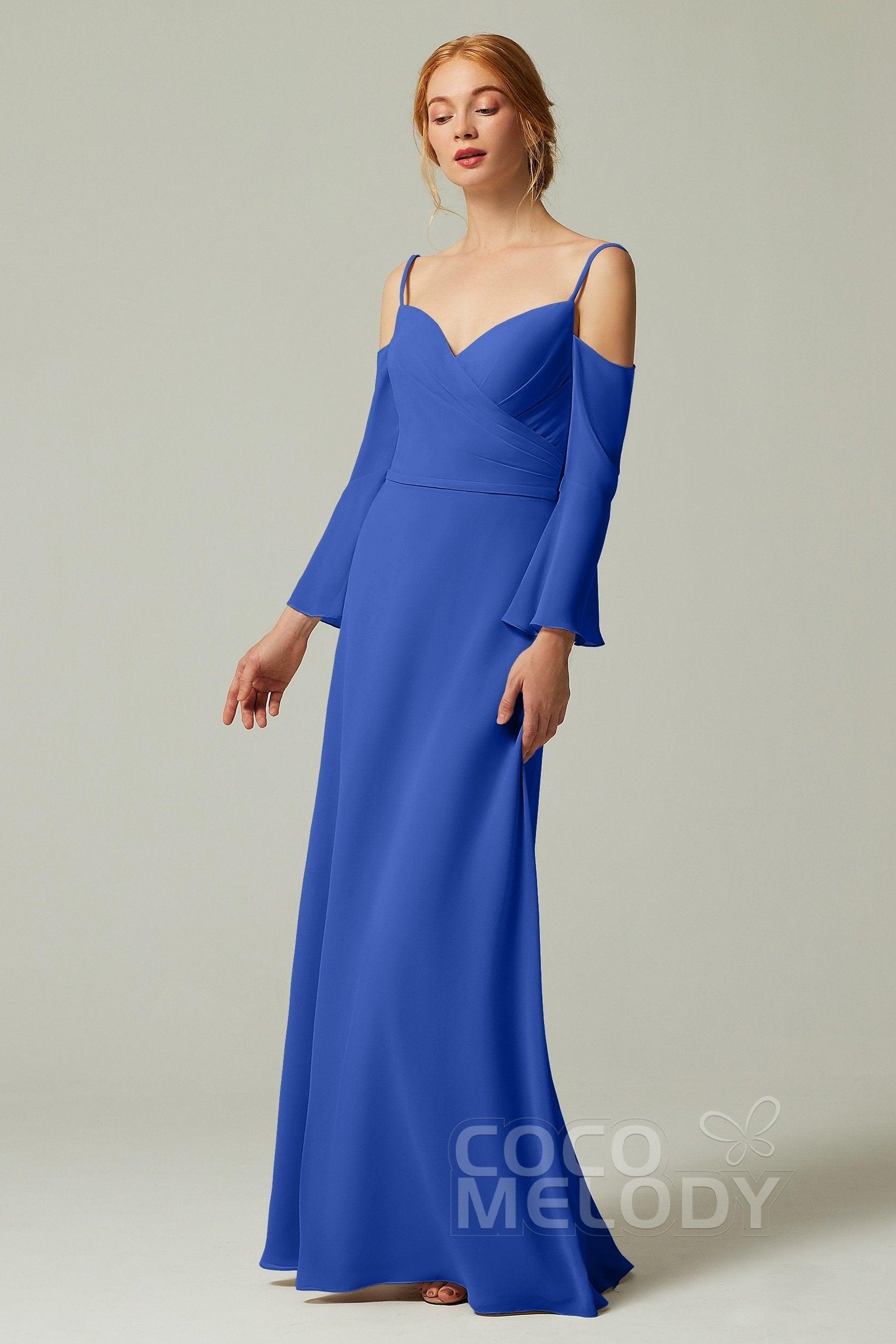 A-Line Floor Length Chiffon Bridesmaid Dress CB0307 - COCOMELODY
