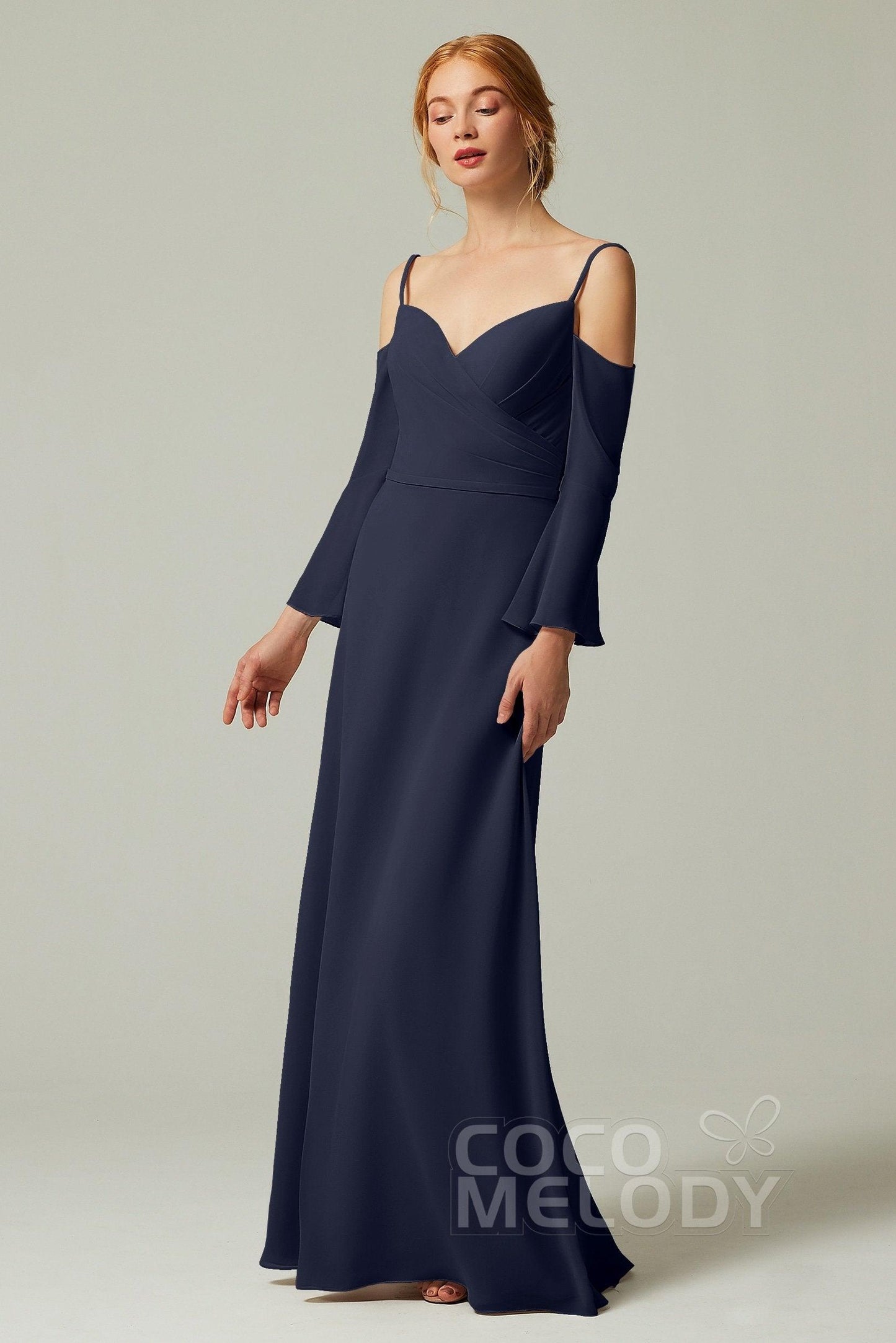 A-Line Floor Length Chiffon Bridesmaid Dress CB0307 - COCOMELODY