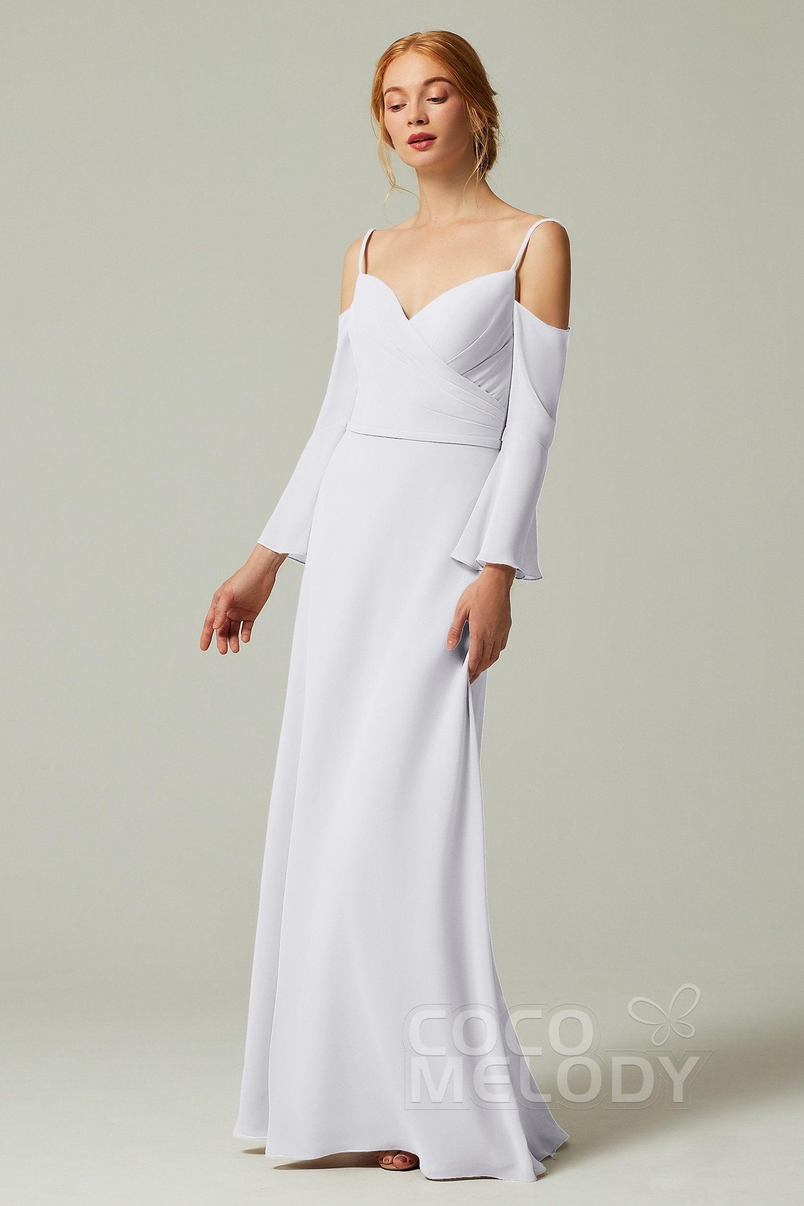 A-Line Floor Length Chiffon Bridesmaid Dress CB0307 - COCOMELODY