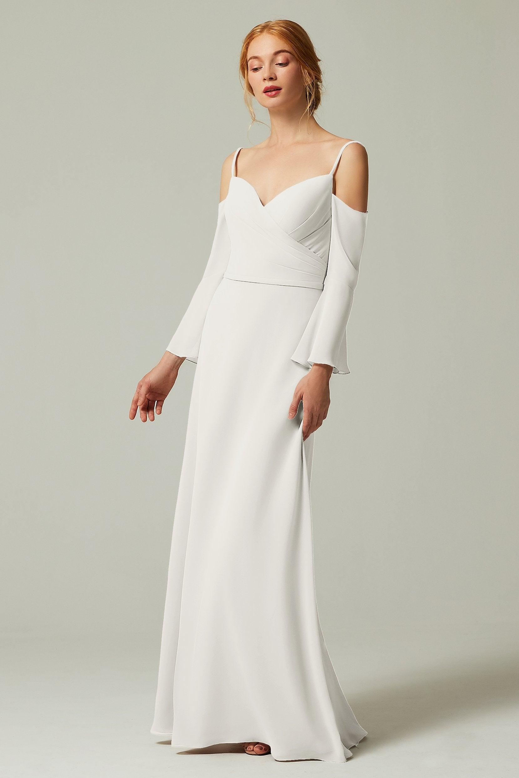 A-Line Floor Length Chiffon Bridesmaid Dress CB0307 - COCOMELODY