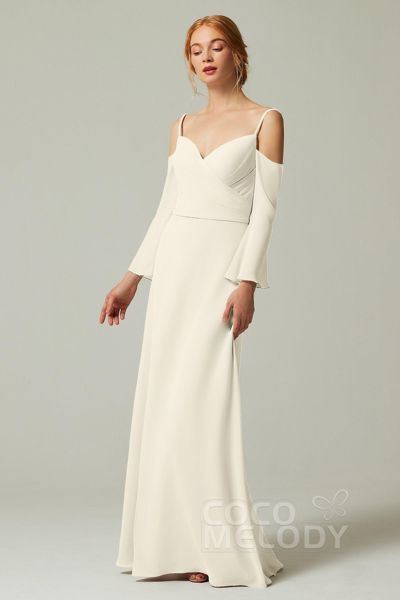 A-Line Floor Length Chiffon Bridesmaid Dress CB0307 - COCOMELODY