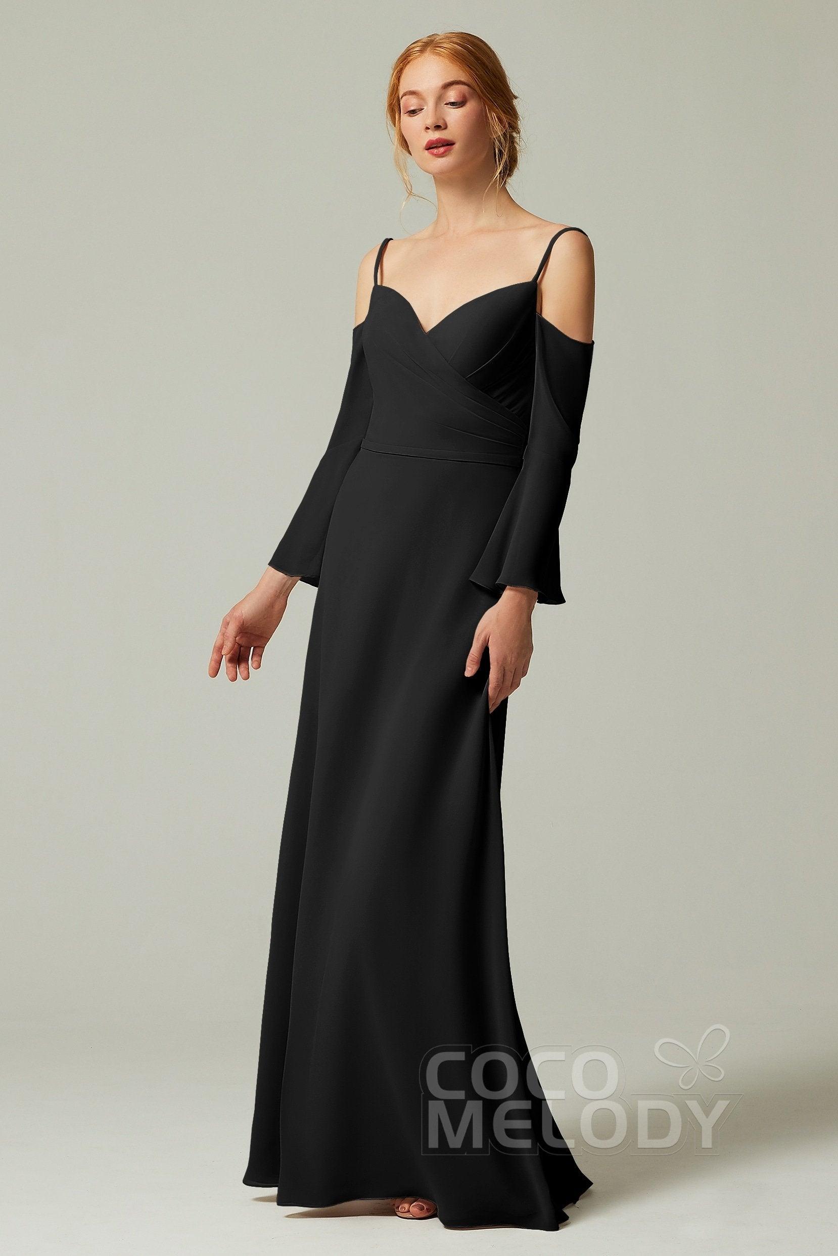 A-Line Floor Length Chiffon Bridesmaid Dress CB0307 - COCOMELODY