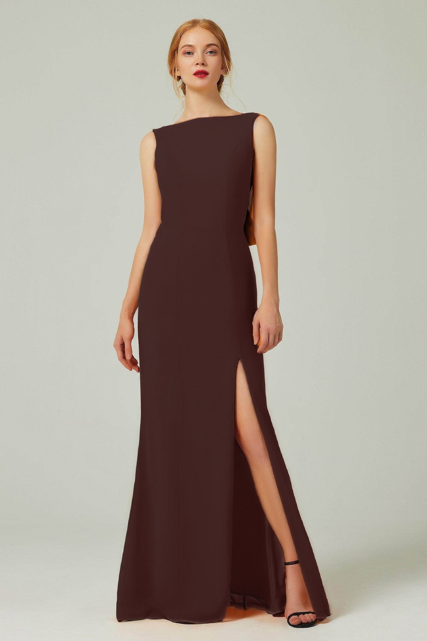 Sheath-Column Sweep-Brush Chiffon Bridesmaid Dress Formal Dresses CB0310