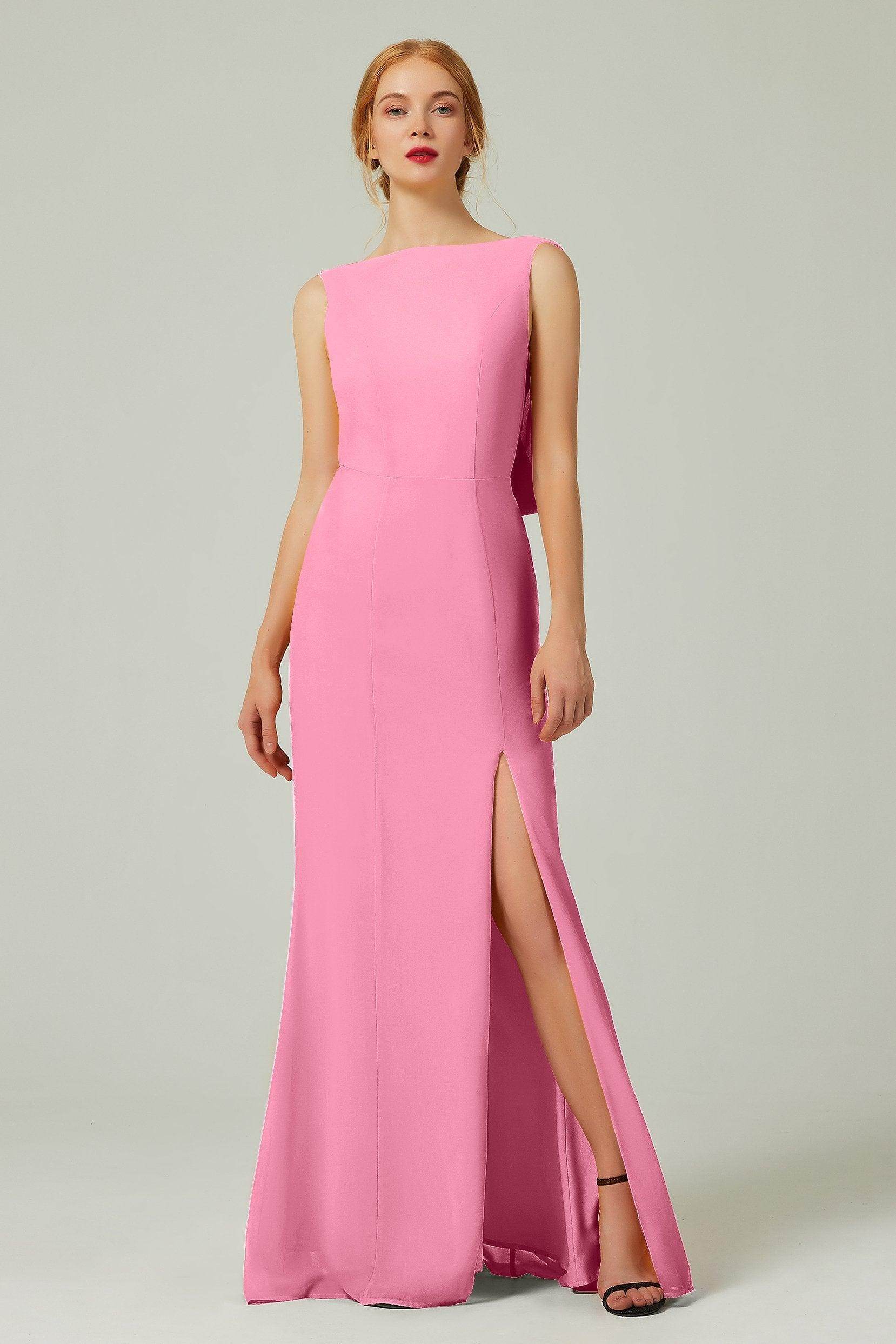Sheath-Column Sweep-Brush Chiffon Bridesmaid Dress Formal Dresses CB0310PS - COCOMELODY