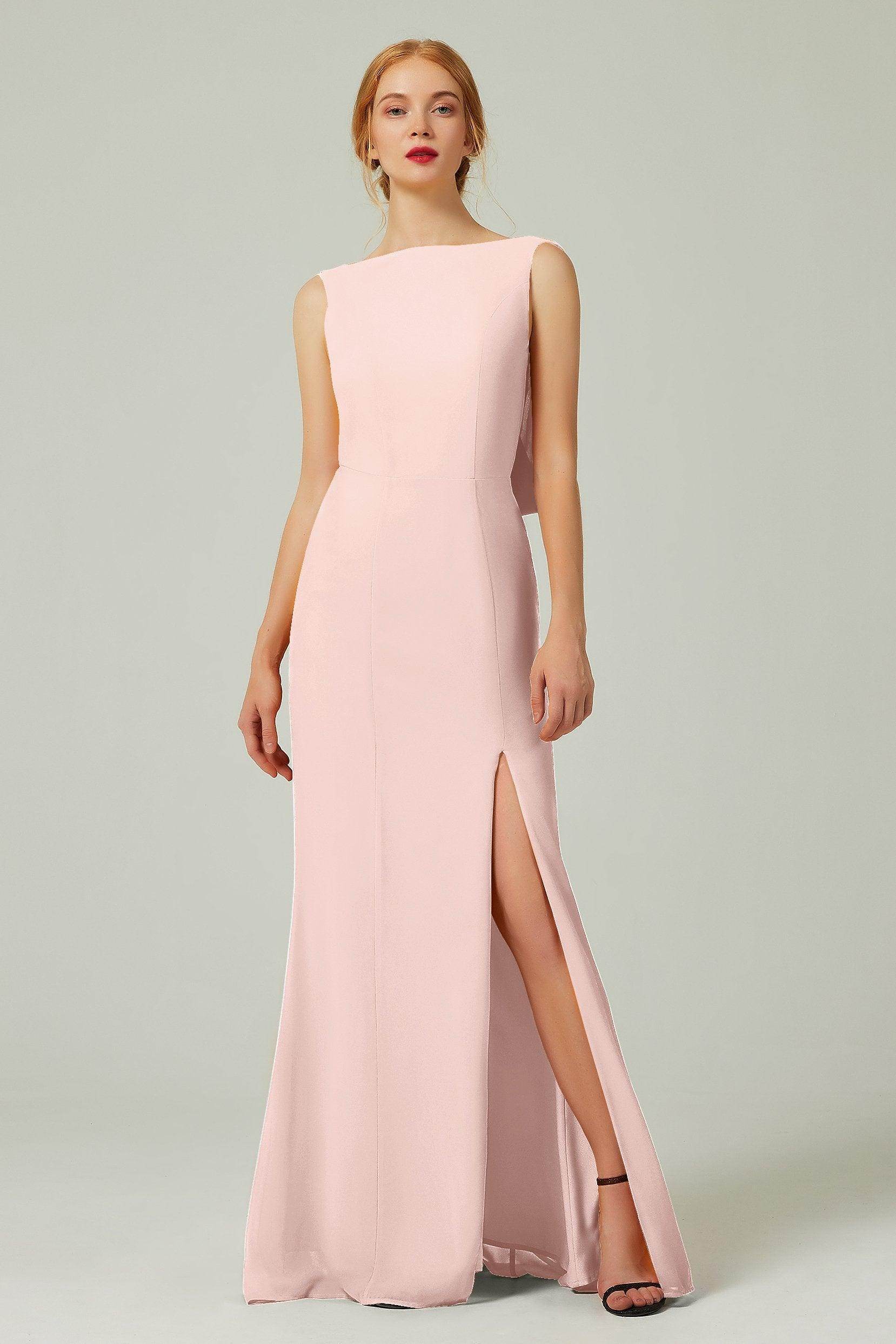 Sheath-Column Sweep-Brush Chiffon Bridesmaid Dress Formal Dresses CB0310PS - COCOMELODY