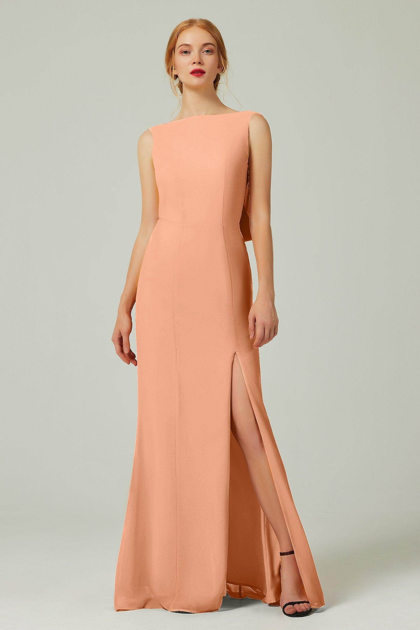 Sheath-Column Sweep-Brush Chiffon Bridesmaid Dress Formal Dresses CB0310PS - COCOMELODY