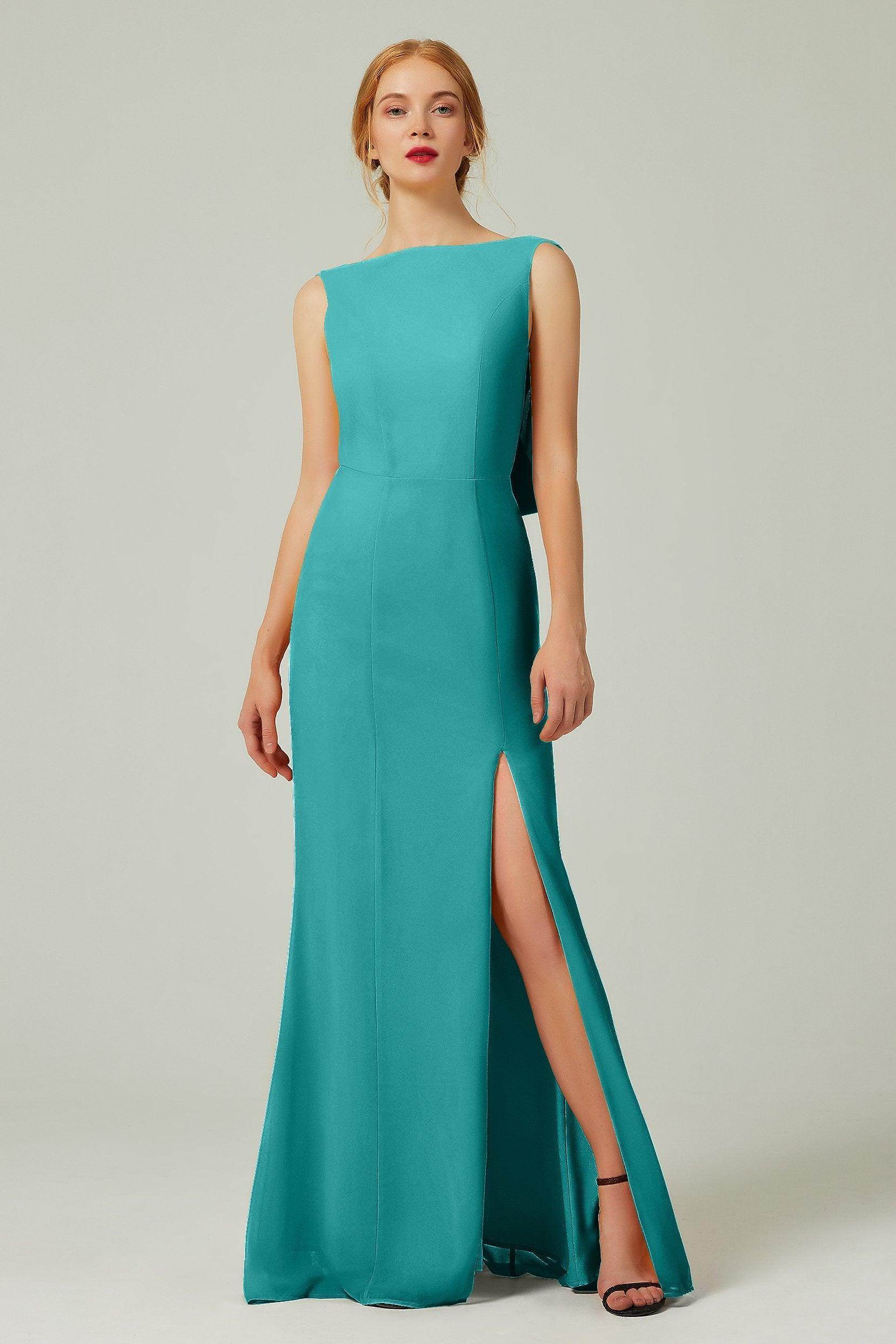 Sheath-Column Sweep-Brush Chiffon Bridesmaid Dress Formal Dresses CB0310PS - COCOMELODY