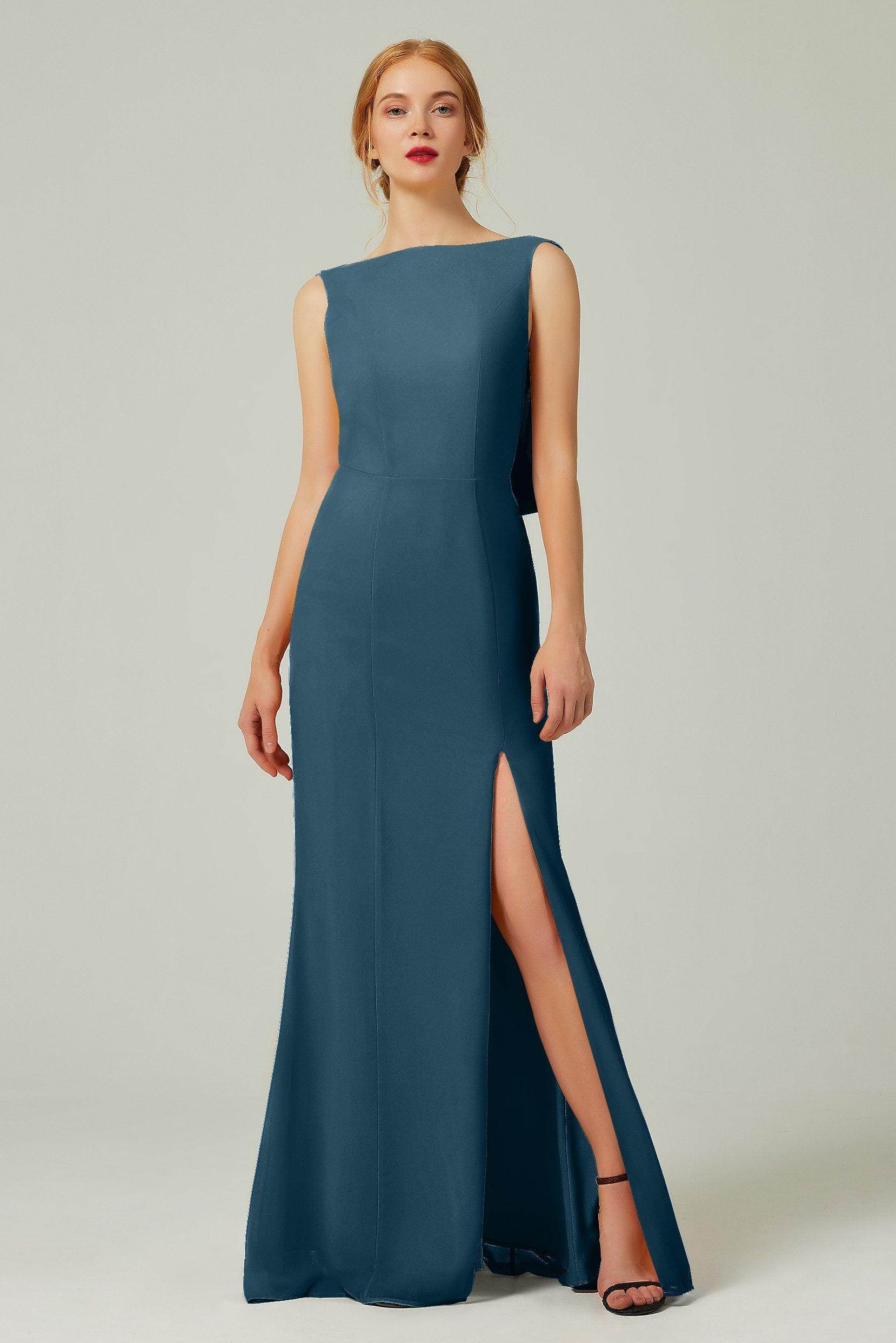 Sheath-Column Sweep-Brush Chiffon Bridesmaid Dress Formal Dresses CB0310PS - COCOMELODY