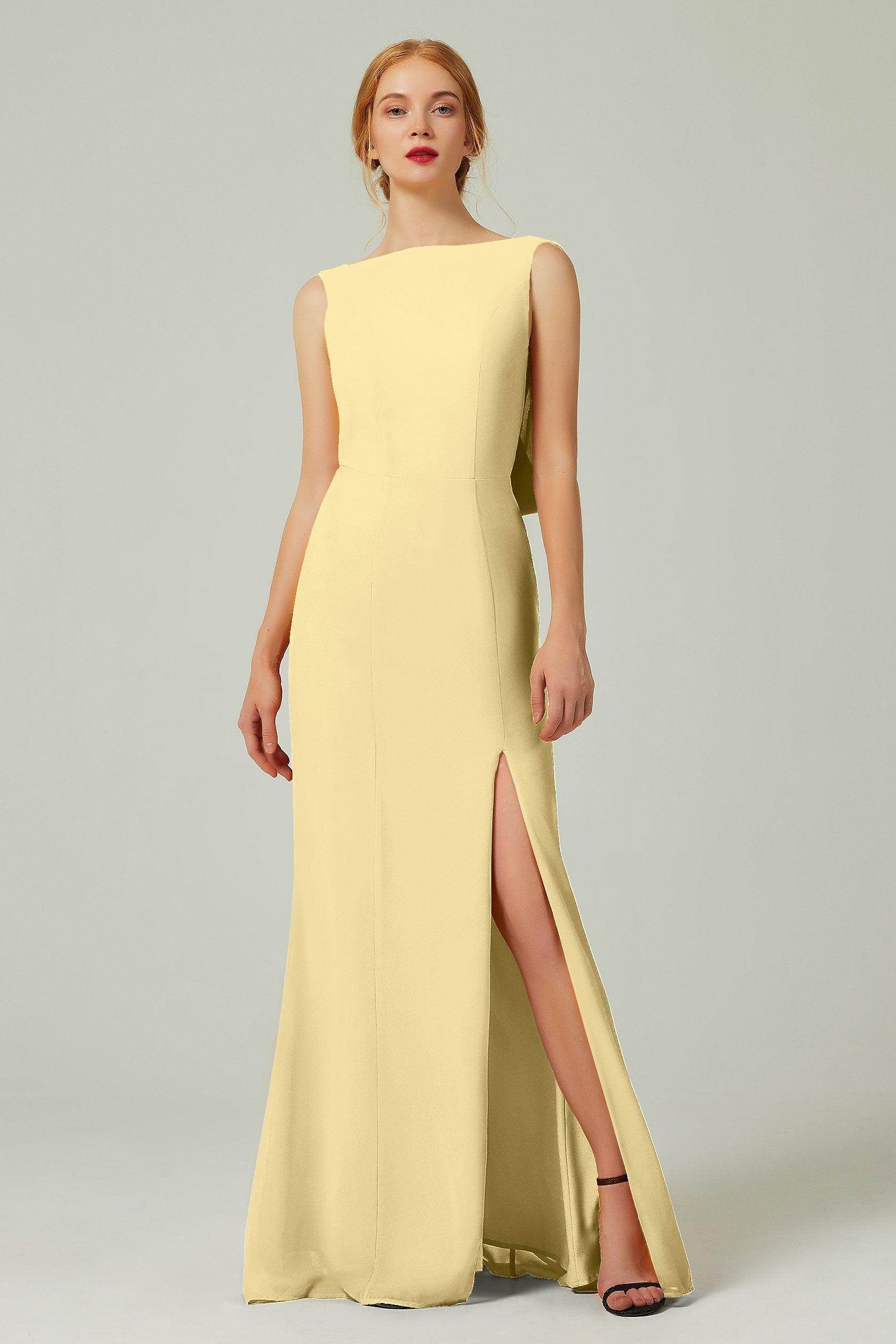 Sheath-Column Sweep-Brush Chiffon Bridesmaid Dress Formal Dresses CB0310PS - COCOMELODY