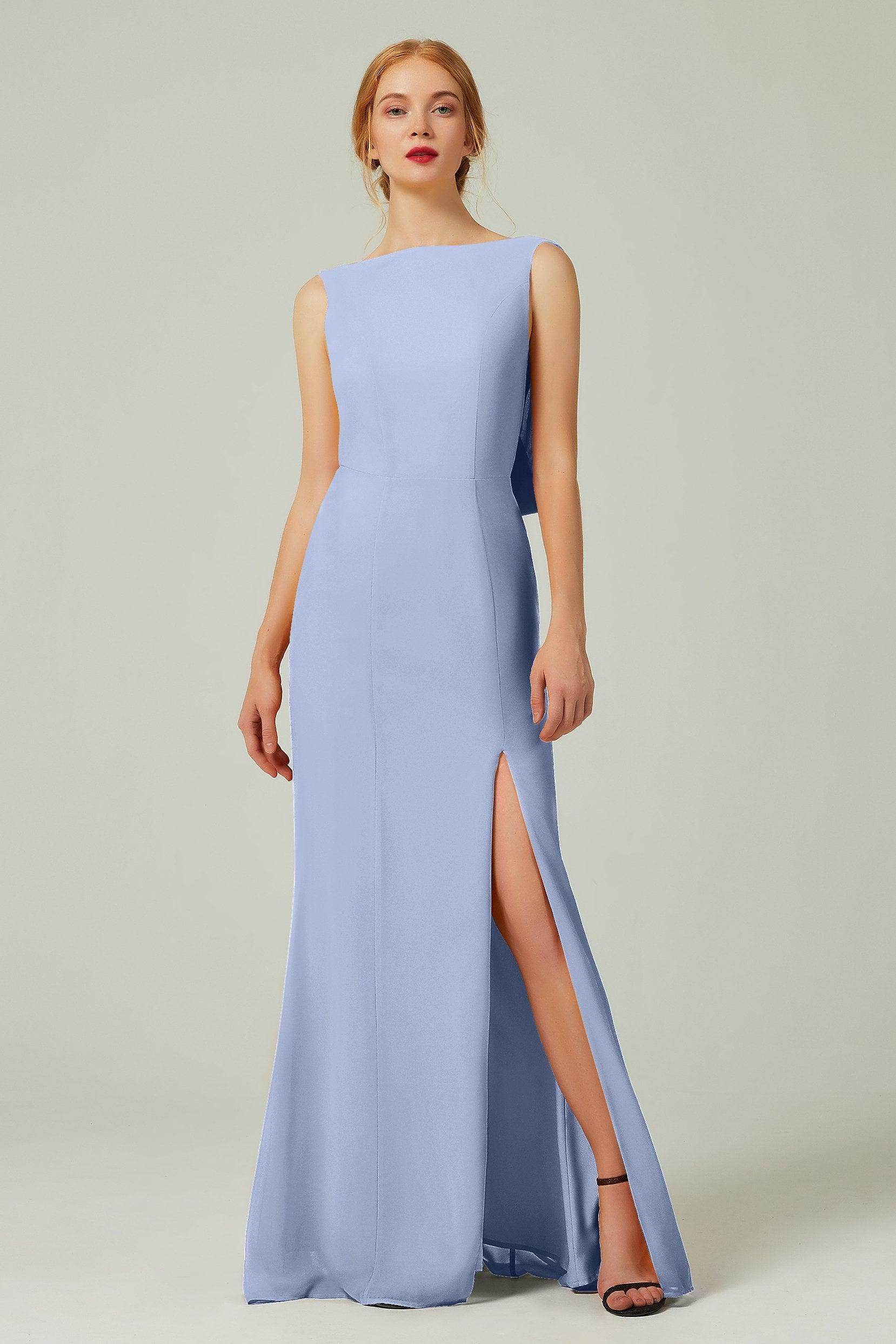 Sheath-Column Sweep-Brush Chiffon Bridesmaid Dress Formal Dresses CB0310PS - COCOMELODY