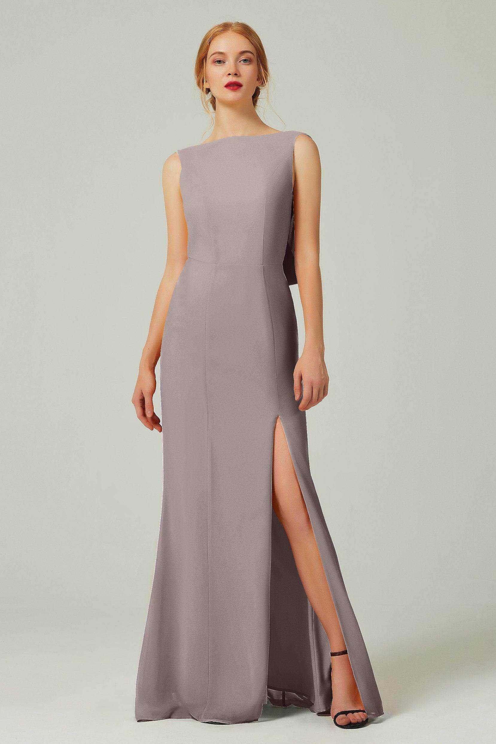 Sheath-Column Sweep-Brush Chiffon Bridesmaid Dress Formal Dresses CB0310PS - COCOMELODY