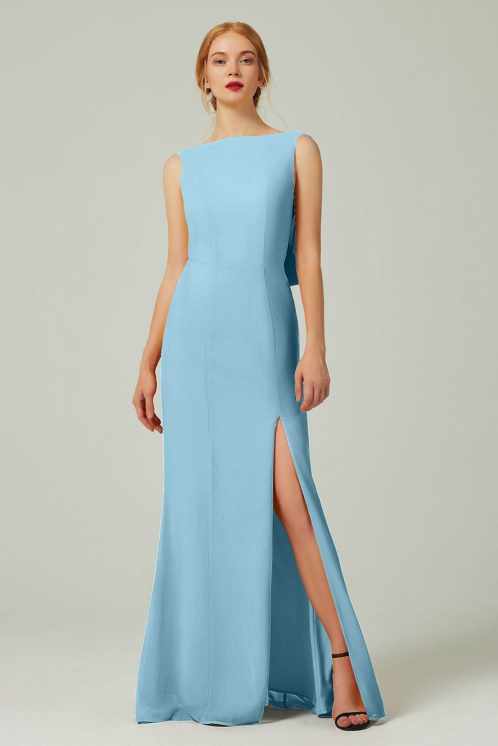 Sheath-Column Sweep-Brush Chiffon Bridesmaid Dress Formal Dresses CB0310PS - COCOMELODY
