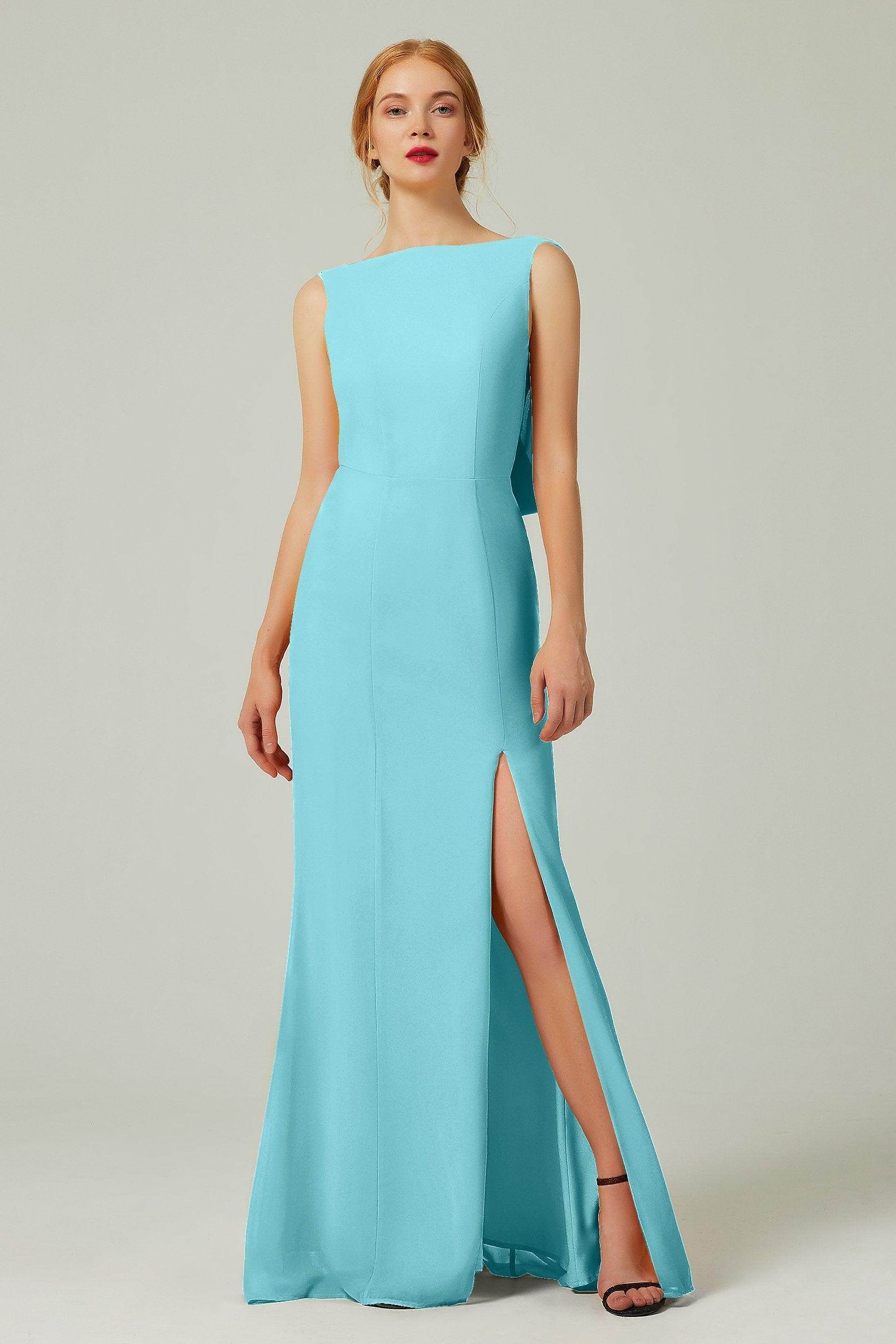 Sheath-Column Sweep-Brush Chiffon Bridesmaid Dress Formal Dresses CB0310PS - COCOMELODY