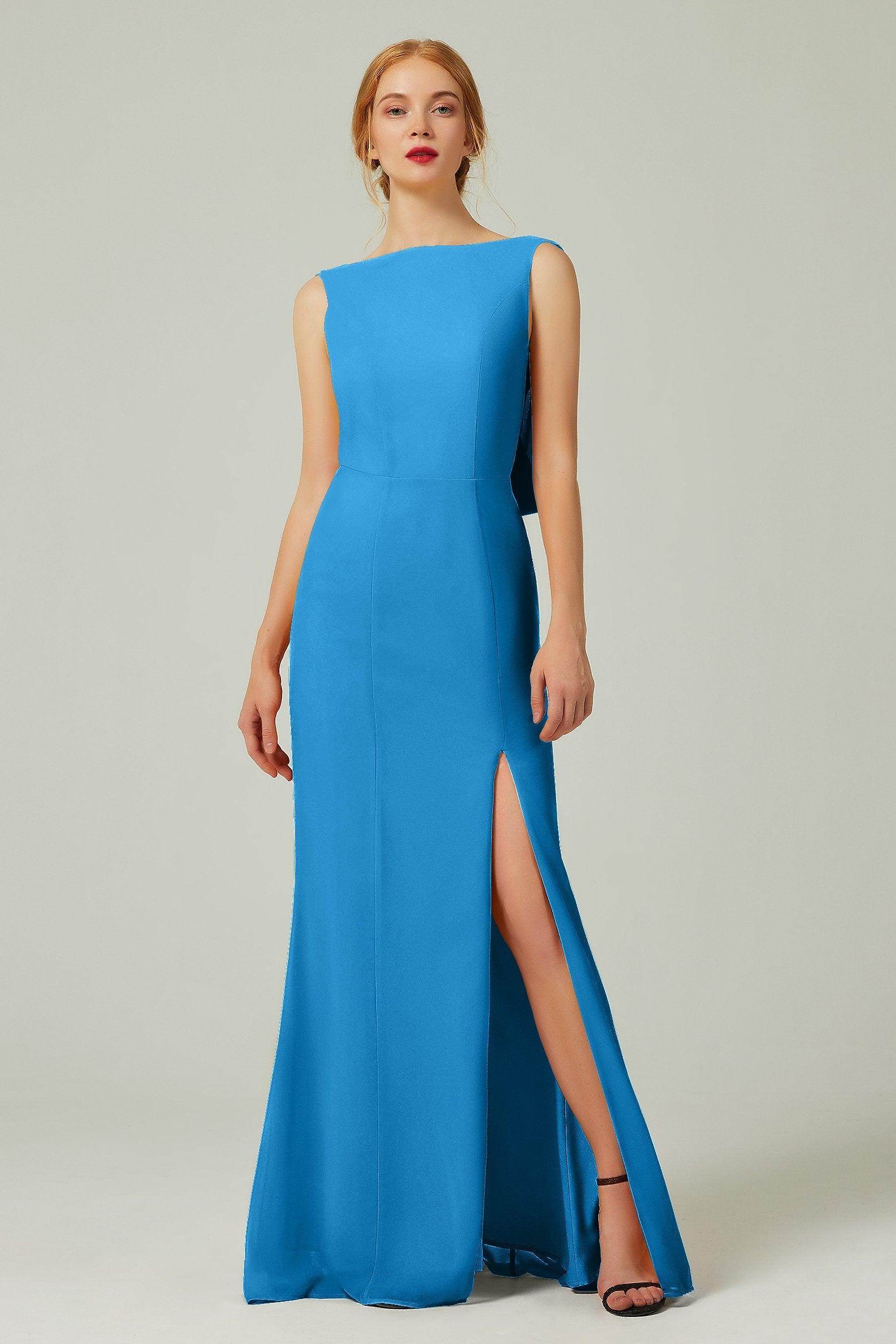 Sheath-Column Sweep-Brush Chiffon Bridesmaid Dress Formal Dresses CB0310PS - COCOMELODY
