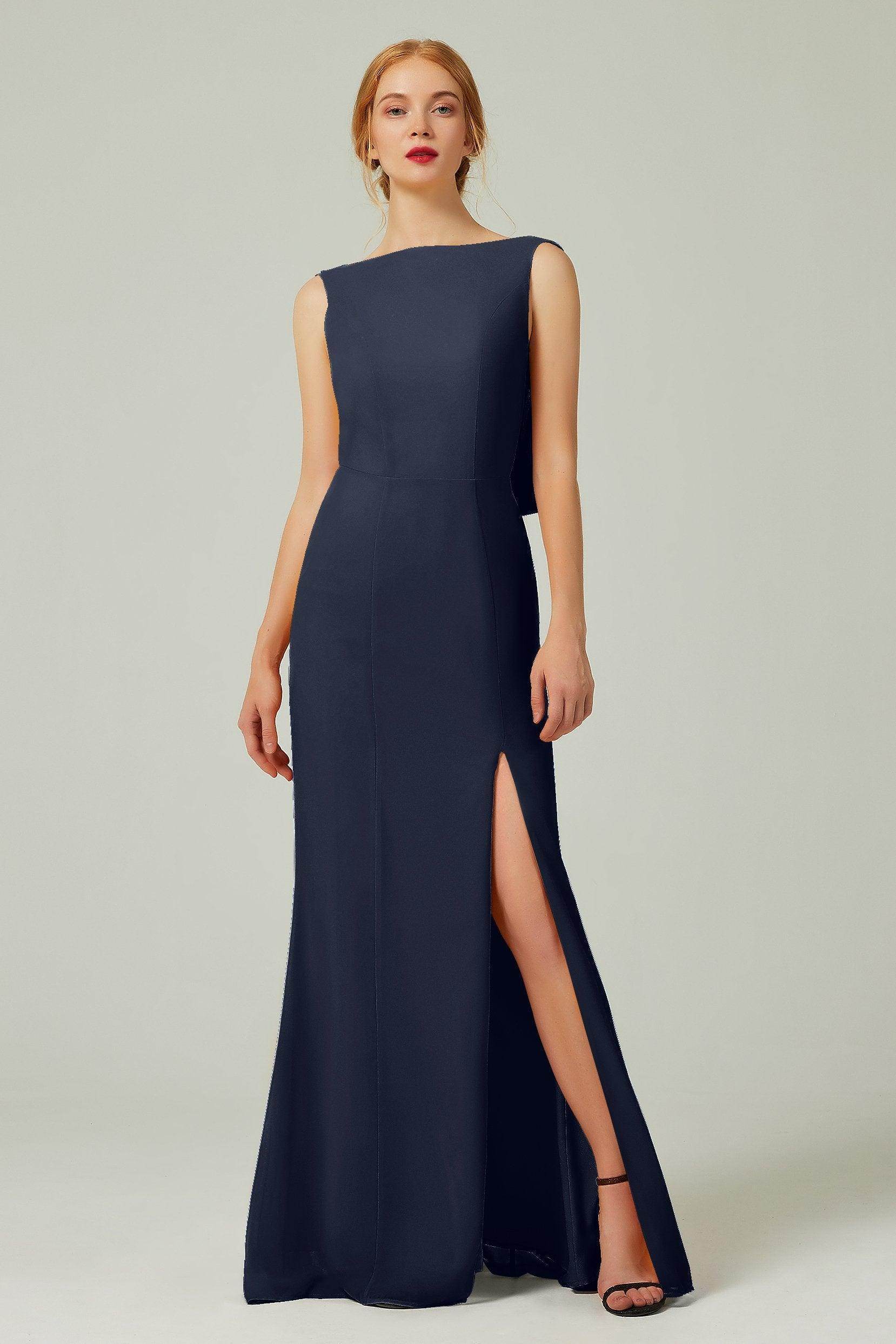 Sheath-Column Sweep-Brush Chiffon Bridesmaid Dress Formal Dresses CB0310PS - COCOMELODY