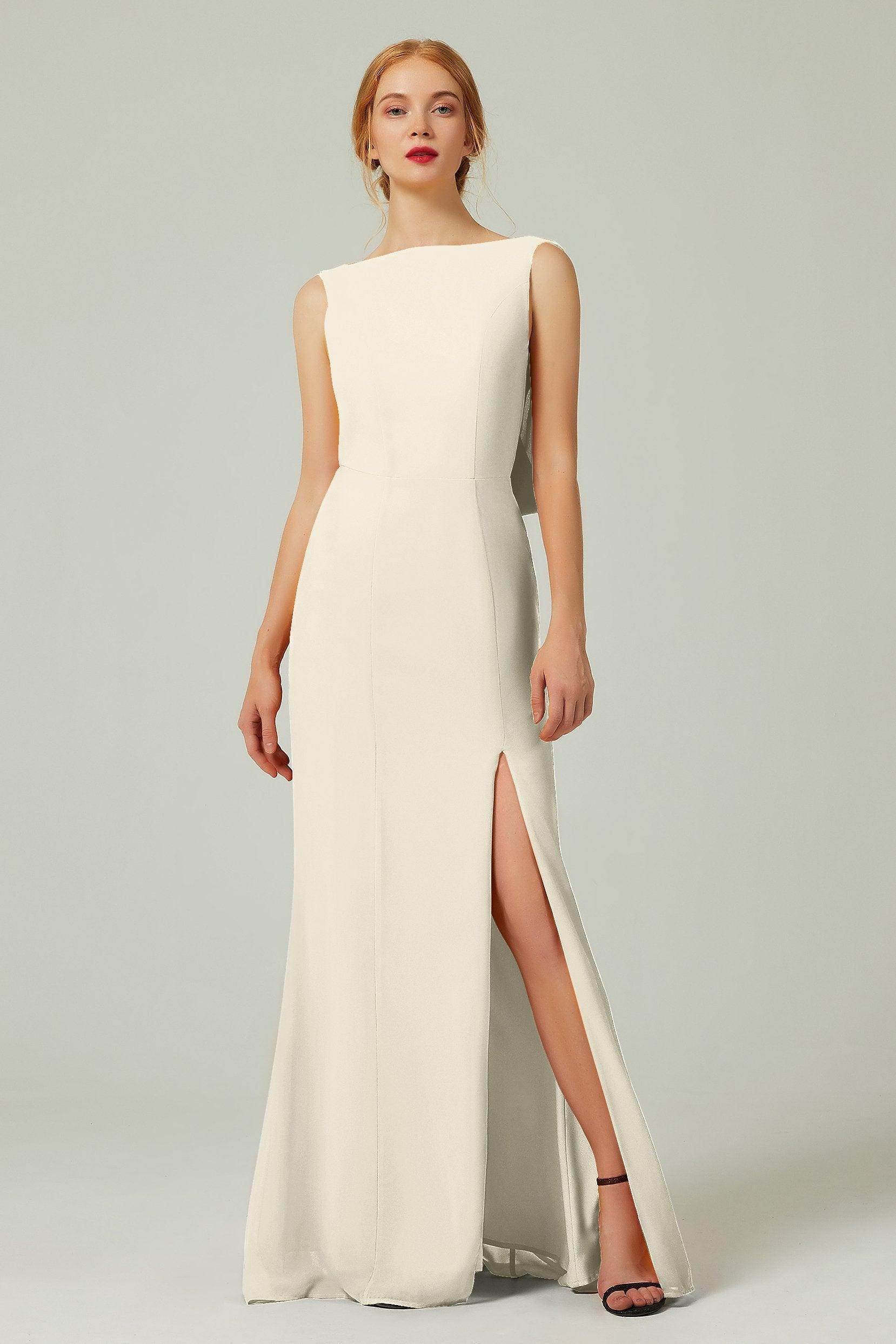 Sheath-Column Sweep-Brush Chiffon Bridesmaid Dress Formal Dresses CB0310PS - COCOMELODY
