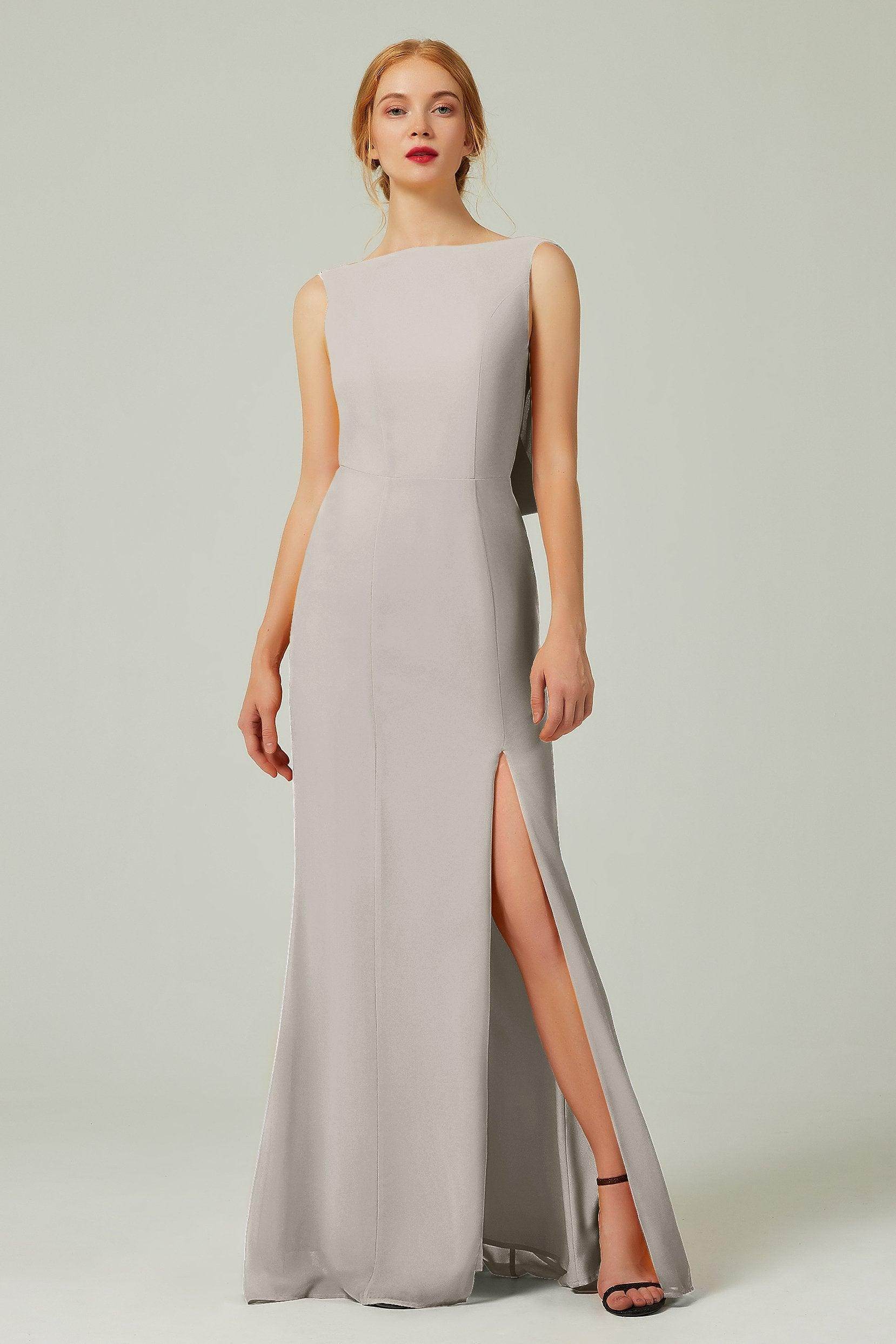 Sheath-Column Sweep-Brush Chiffon Bridesmaid Dress Formal Dresses CB0310PS - COCOMELODY
