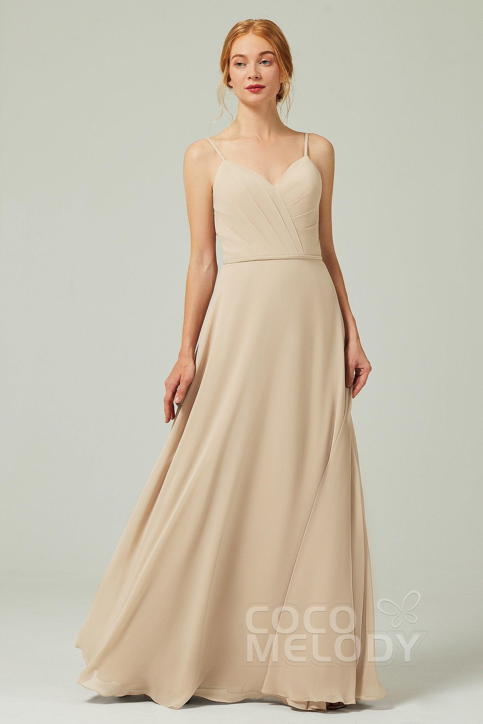 A-Line Floor Length Chiffon Bridesmaid Dress CB0312 - COCOMELODY