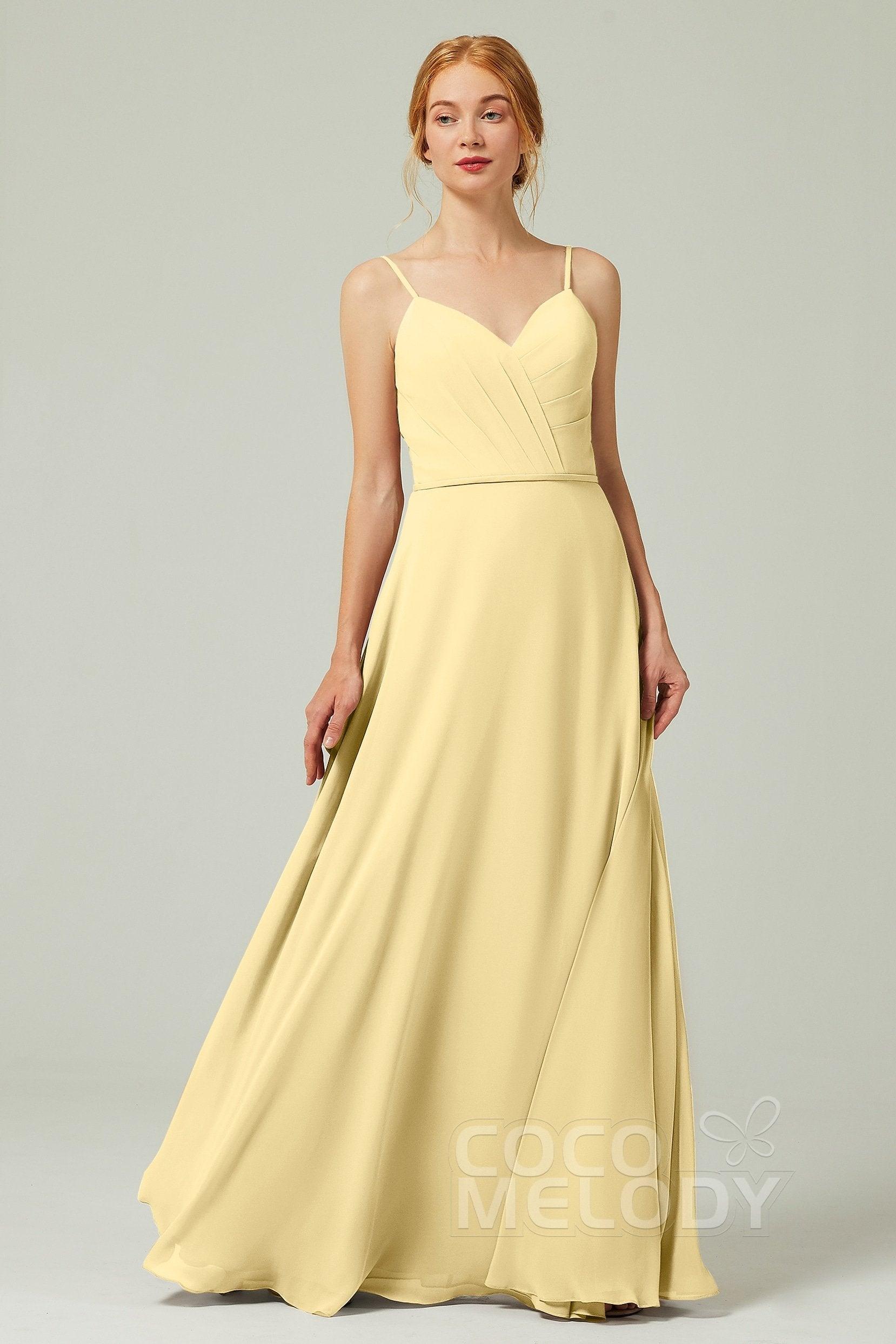 A-Line Floor Length Chiffon Bridesmaid Dress CB0312 - COCOMELODY