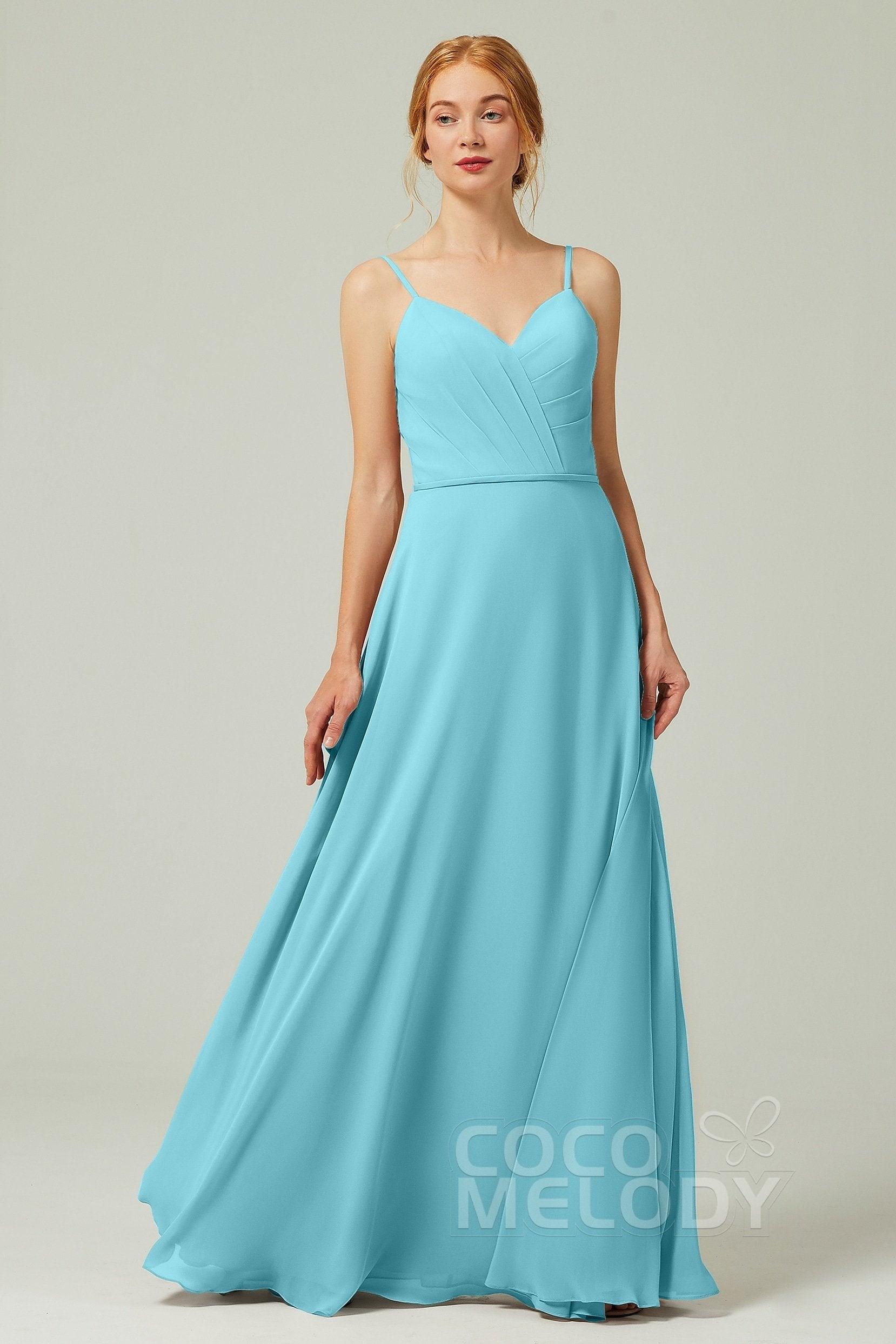 A-Line Floor Length Chiffon Bridesmaid Dress CB0312 - COCOMELODY