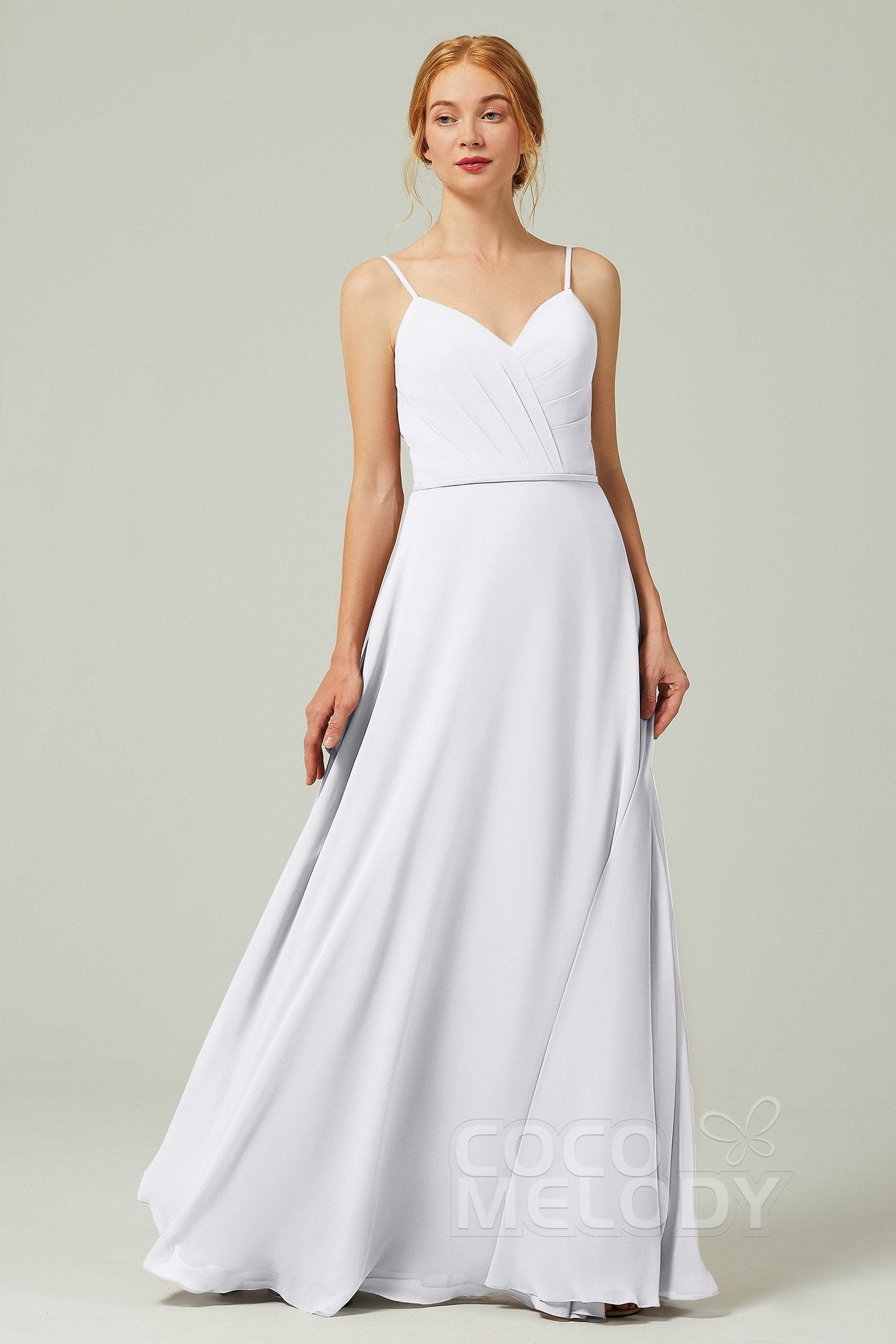 A-Line Floor Length Chiffon Bridesmaid Dress CB0312 - COCOMELODY