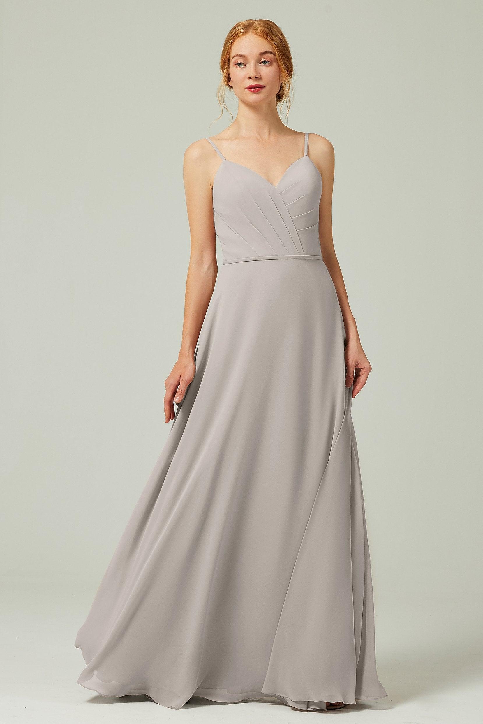 A-Line Floor Length Chiffon Bridesmaid Dress CB0312 - COCOMELODY