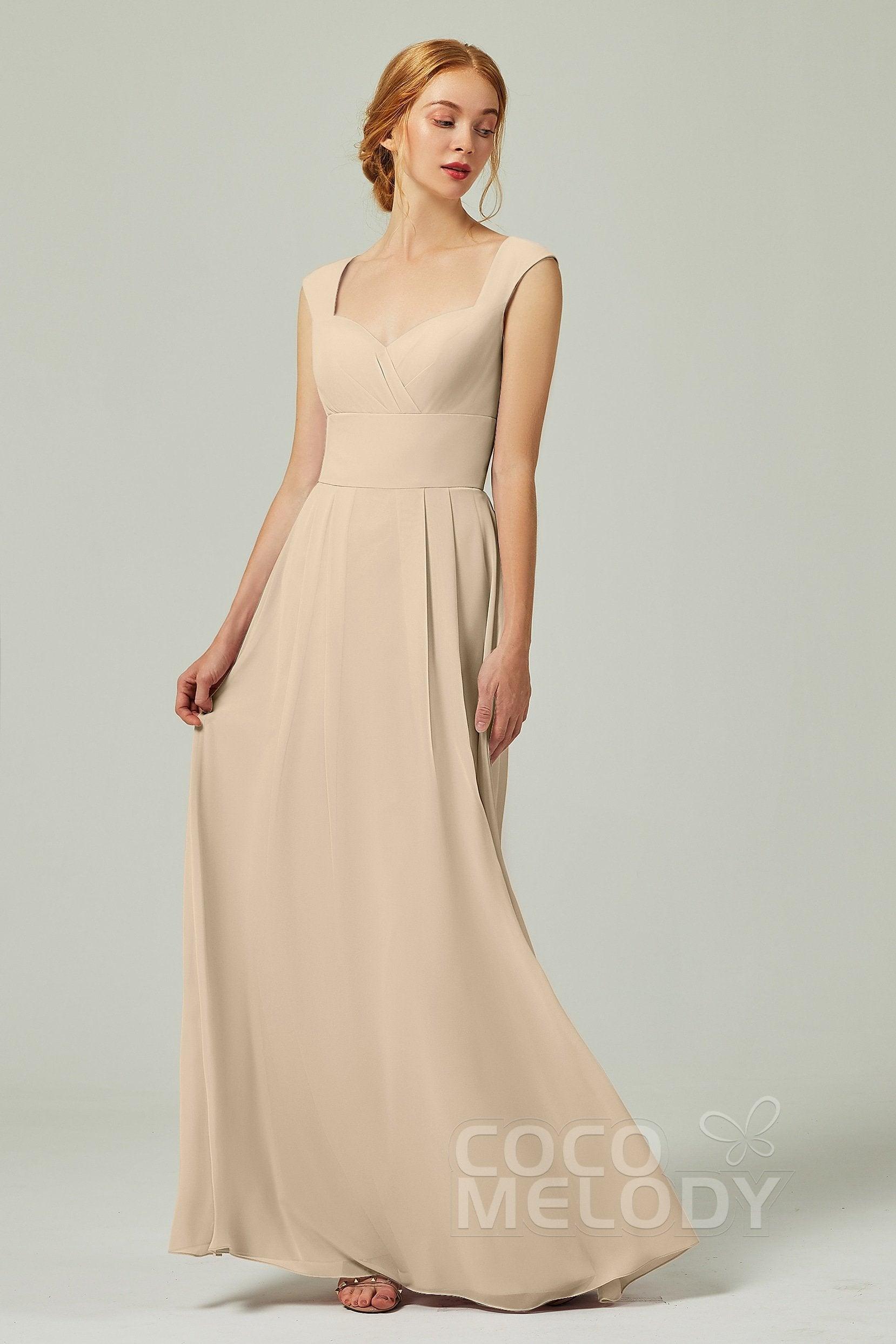 A-Line Floor Length Chiffon Bridesmaid Dress CB0315 - COCOMELODY