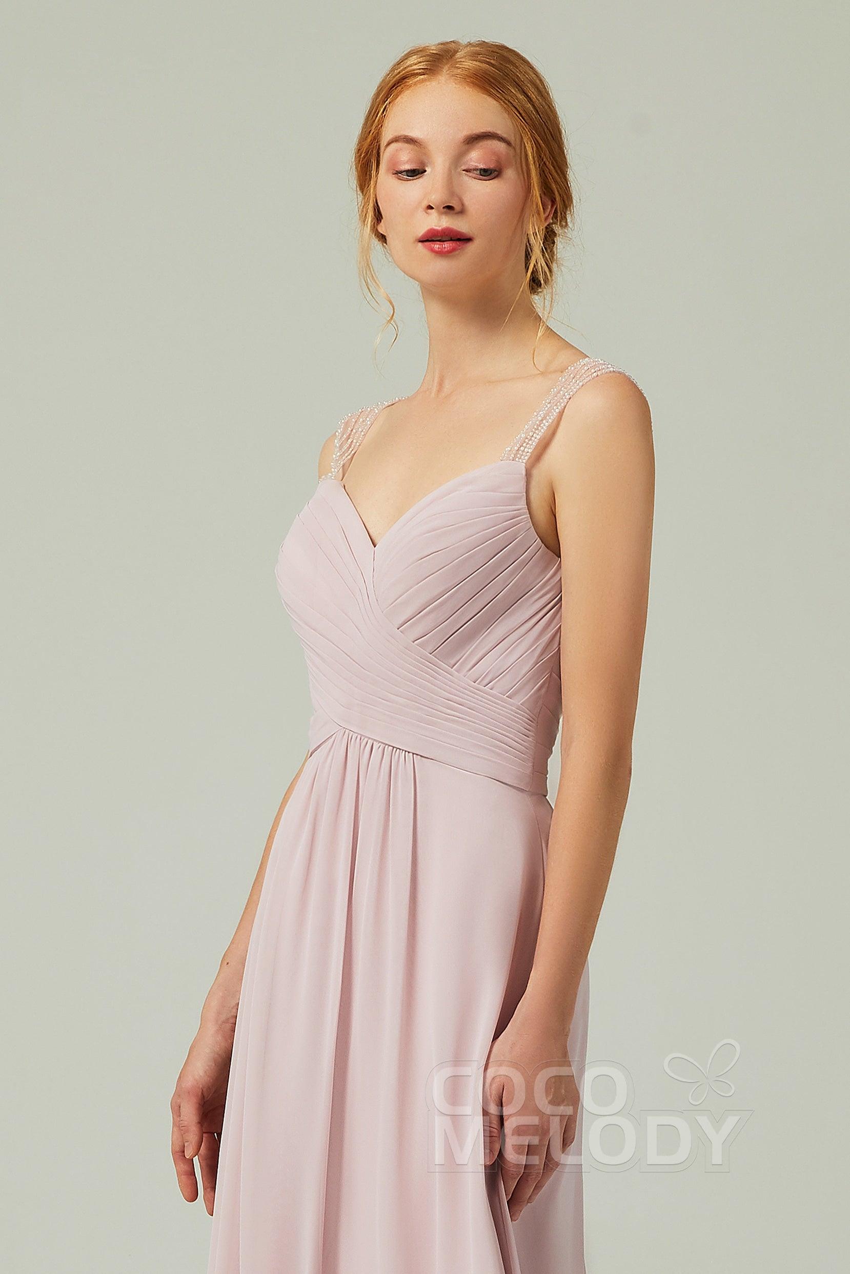 A-Line Floor Length Chiffon Bridesmaid Dress CB0316 - COCOMELODY
