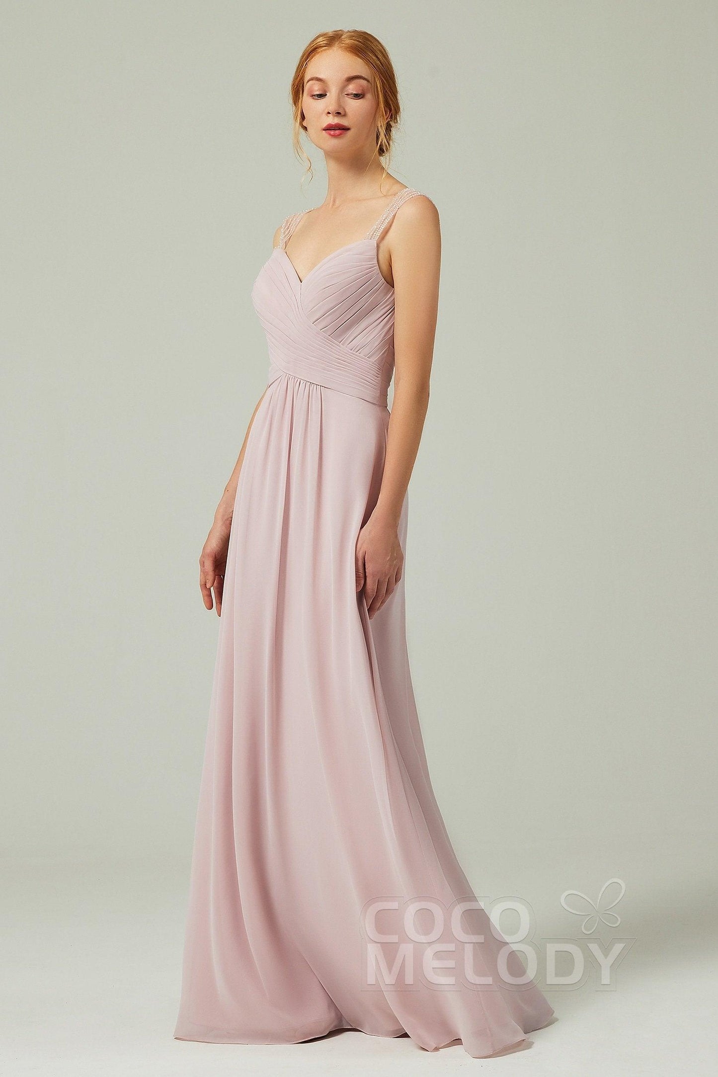 A-Line Floor Length Chiffon Bridesmaid Dress CB0316