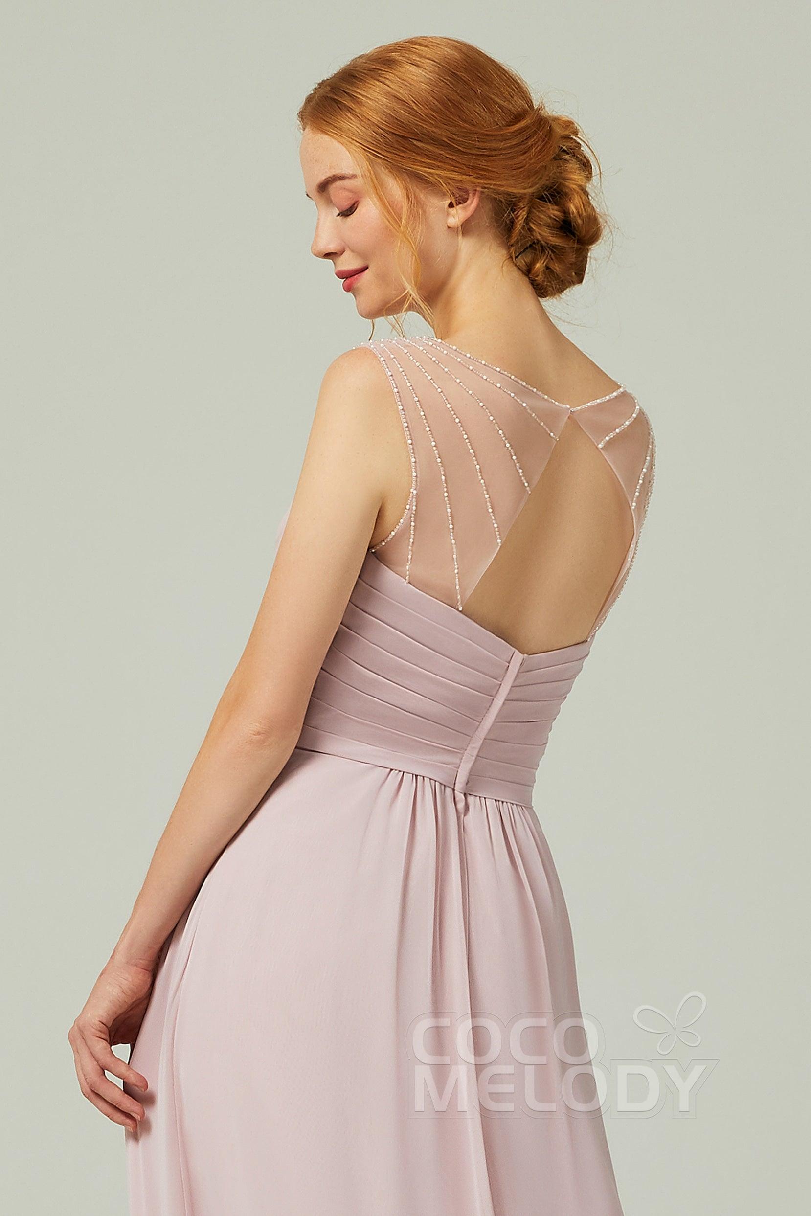 A-Line Floor Length Chiffon Bridesmaid Dress CB0316 - COCOMELODY