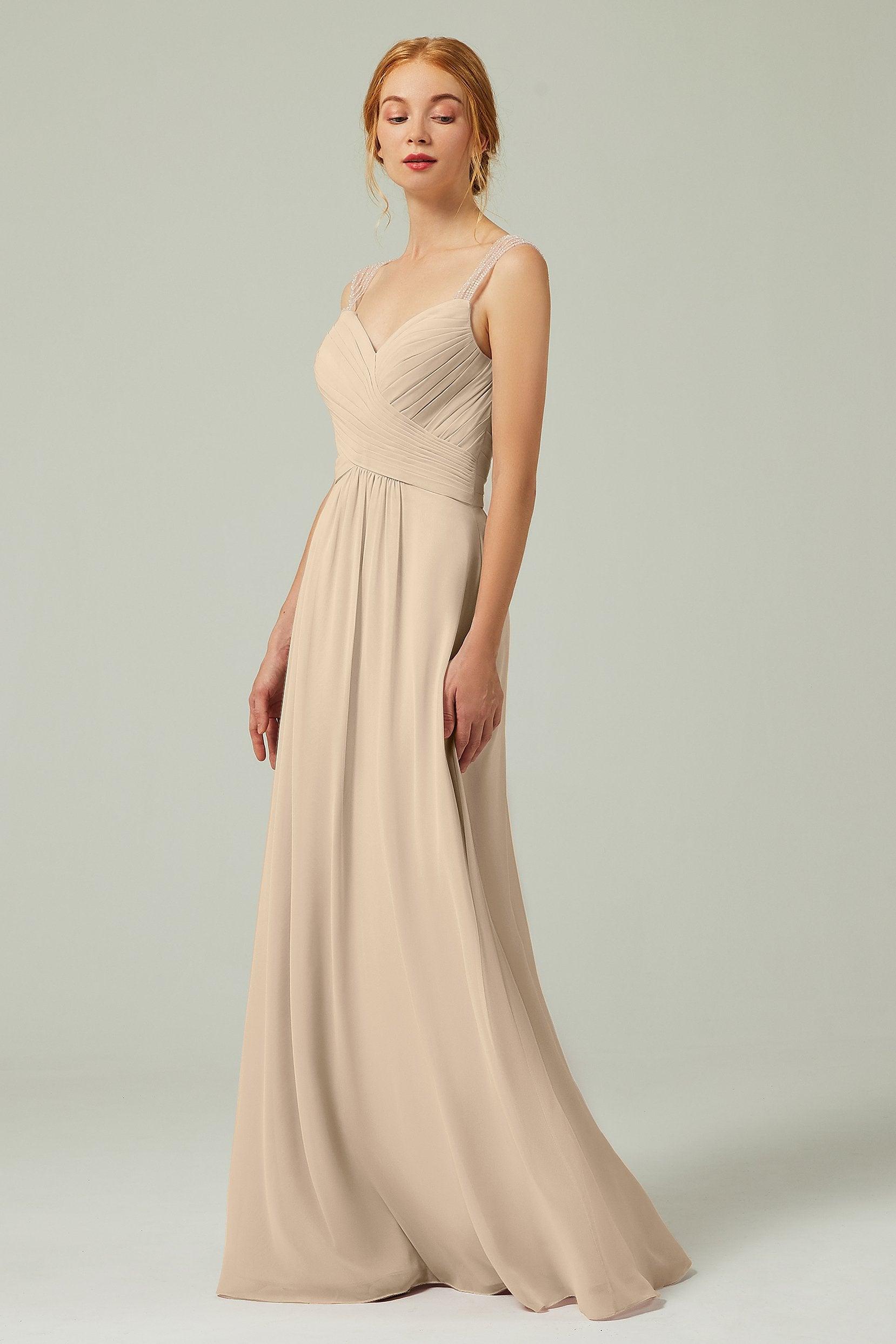 A-Line Floor Length Chiffon Bridesmaid Dress CB0316 - COCOMELODY
