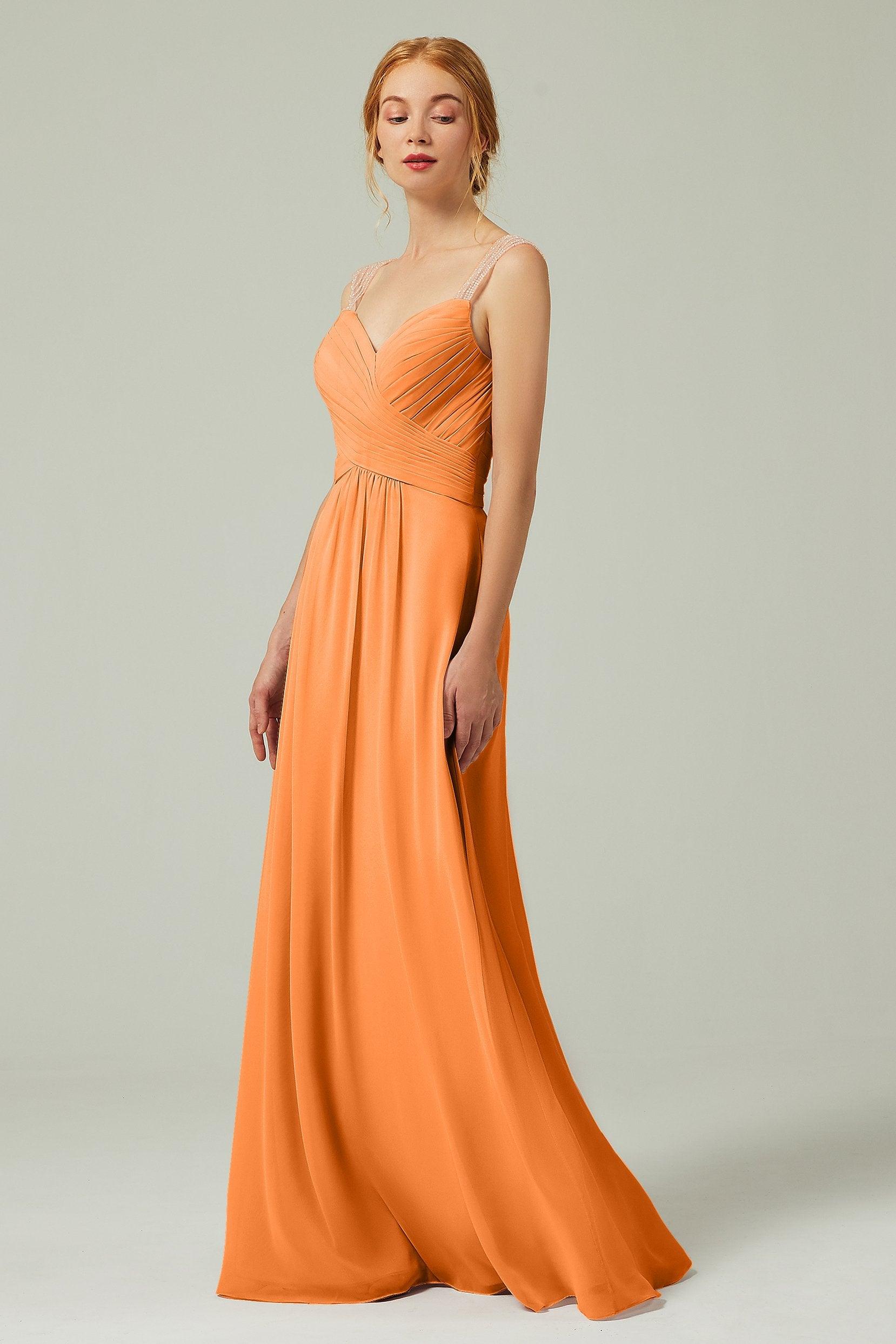 A-Line Floor Length Chiffon Bridesmaid Dress CB0316 - COCOMELODY