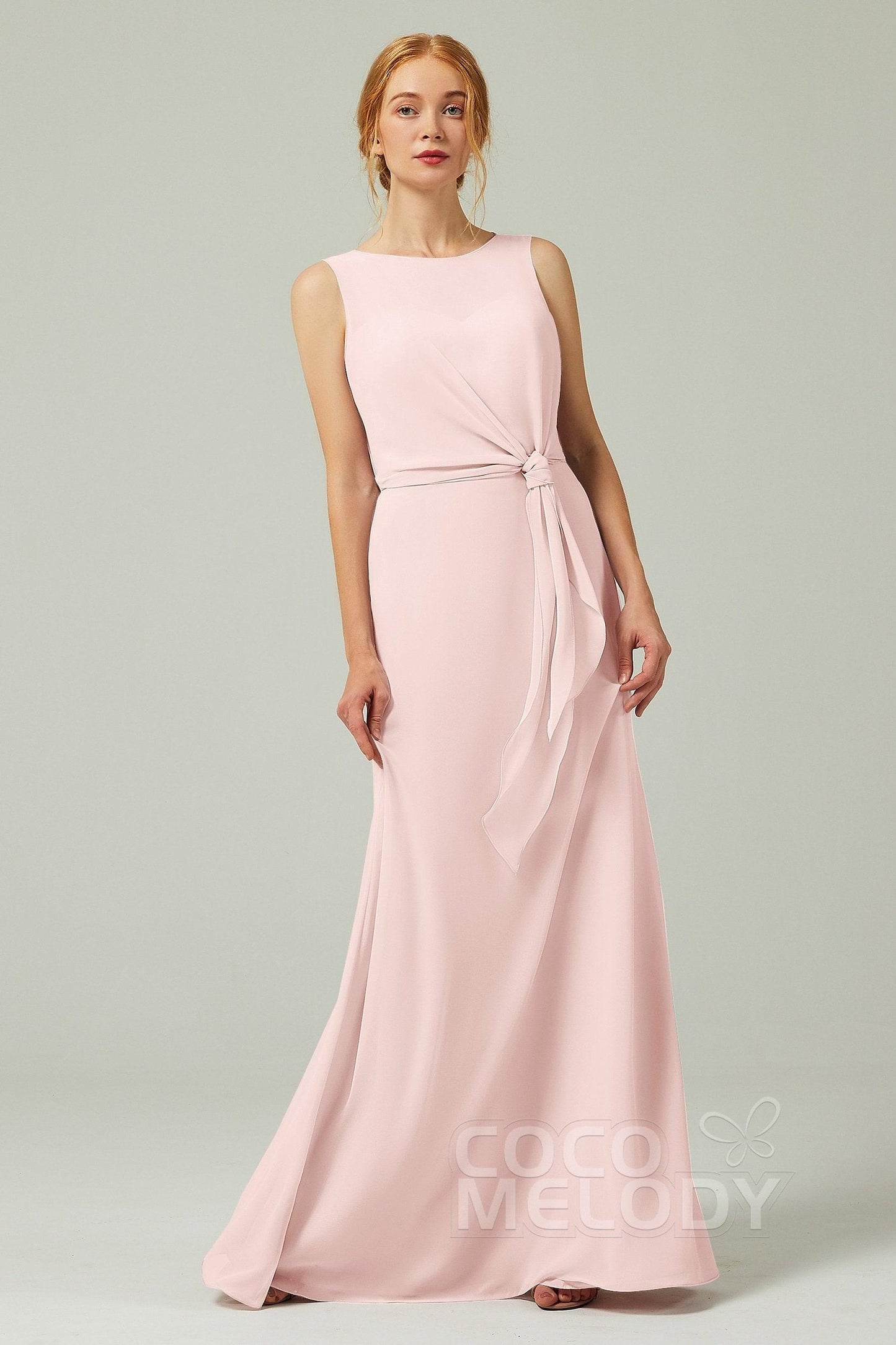 A-Line Floor Length Chiffon Bridesmaid Dress CB0317 - COCOMELODY