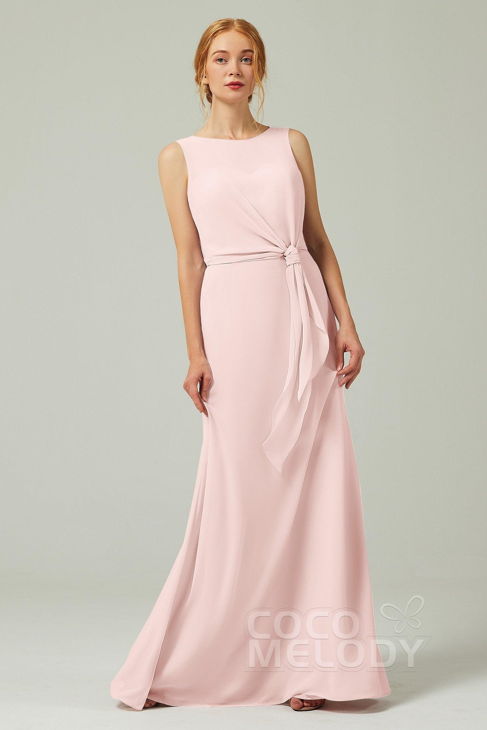 A-Line Floor Length Chiffon Bridesmaid Dress CB0317 - COCOMELODY