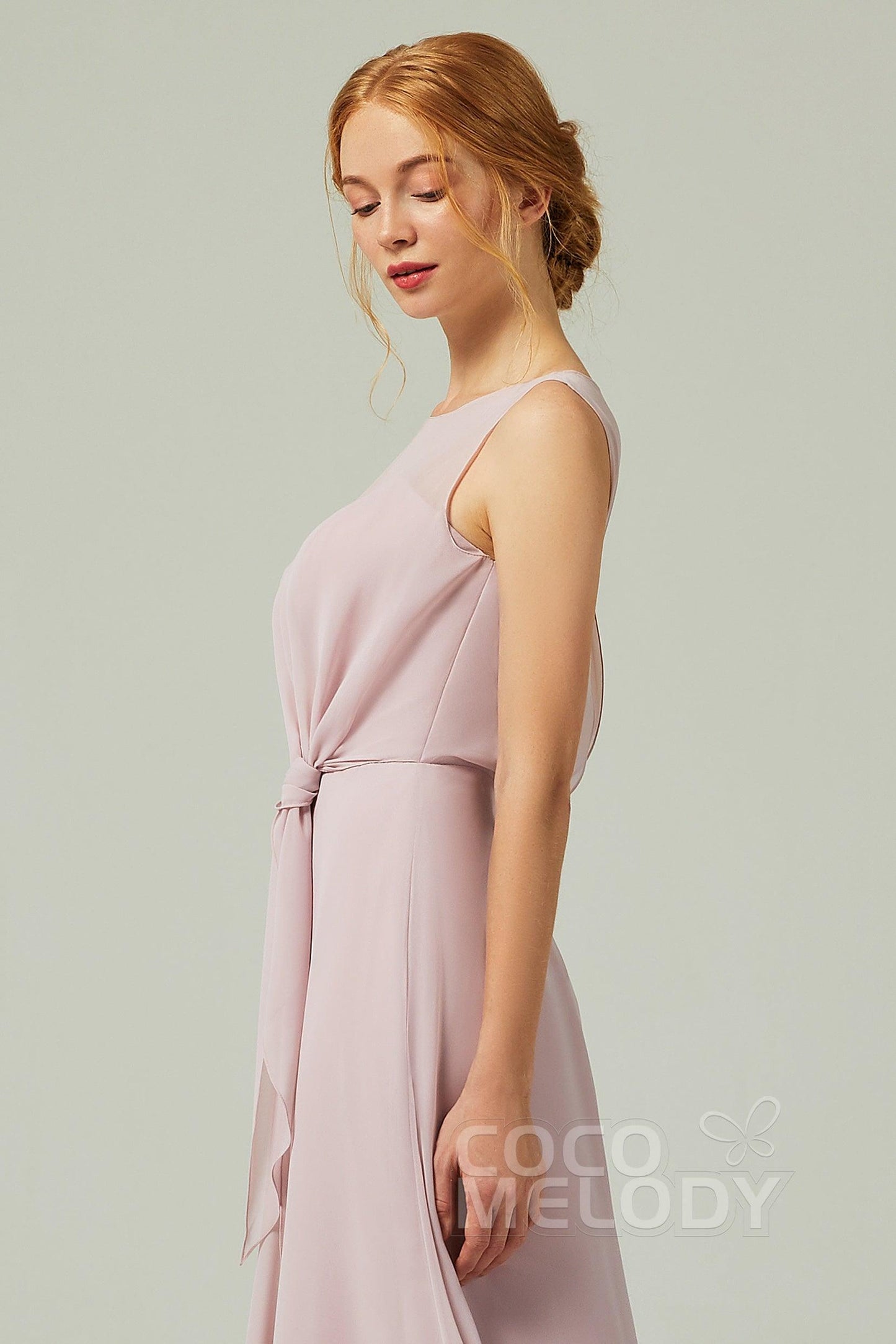 A-Line Floor Length Chiffon Bridesmaid Dress CB0317 - COCOMELODY