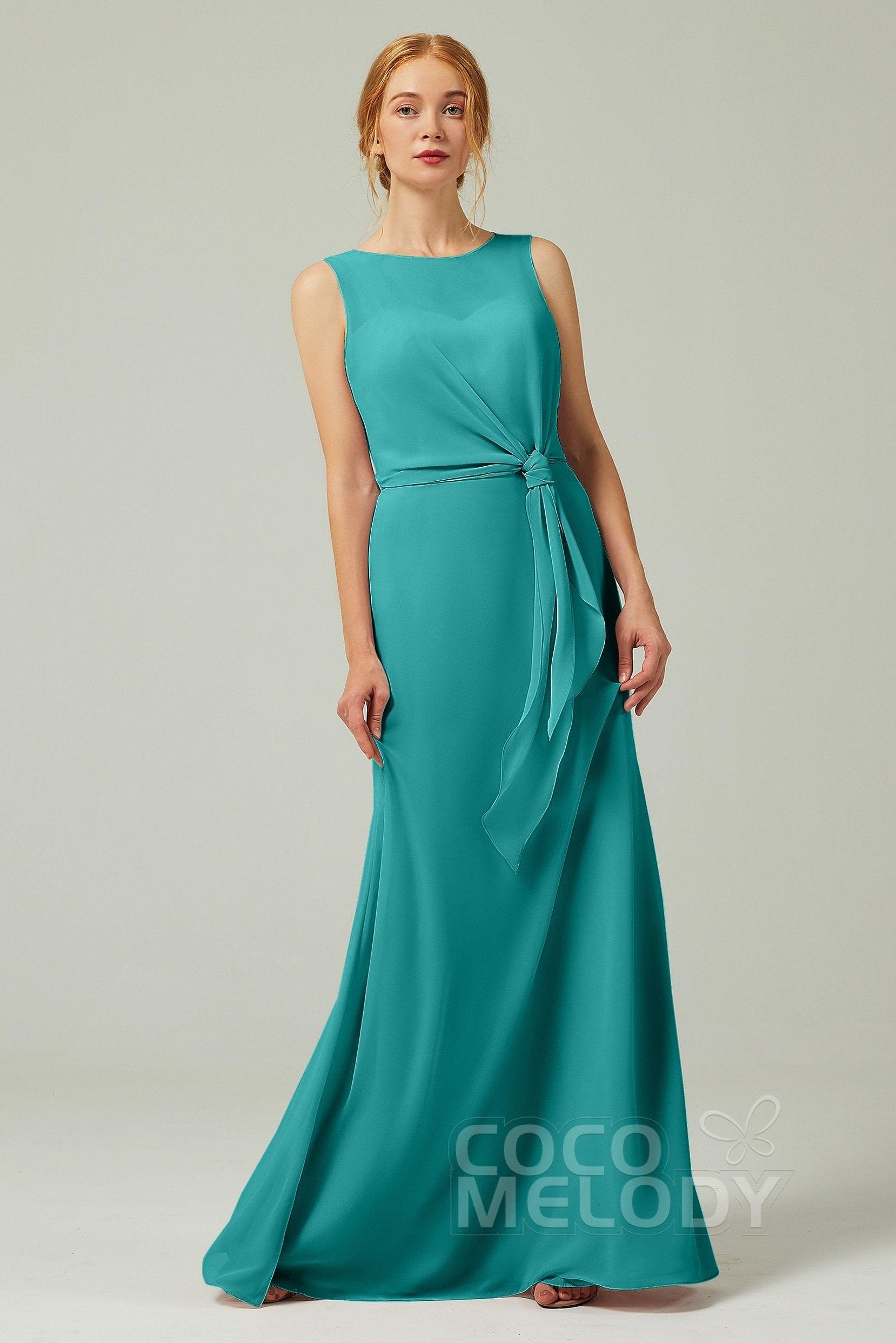 A-Line Floor Length Chiffon Bridesmaid Dress CB0317 - COCOMELODY