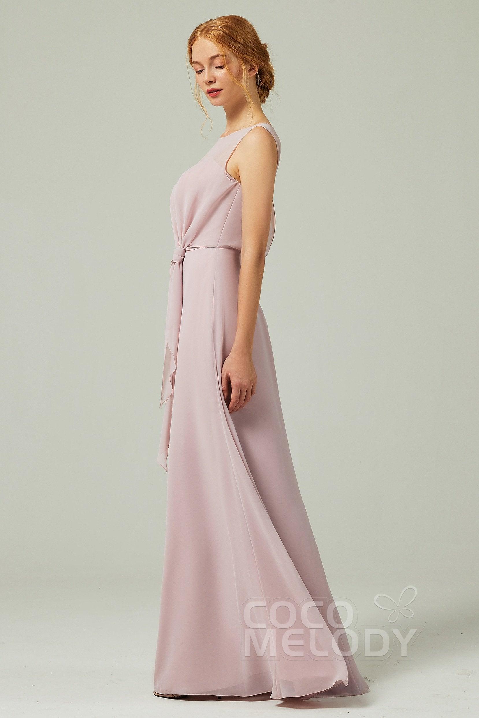 A-Line Floor Length Chiffon Bridesmaid Dress CB0317 - COCOMELODY