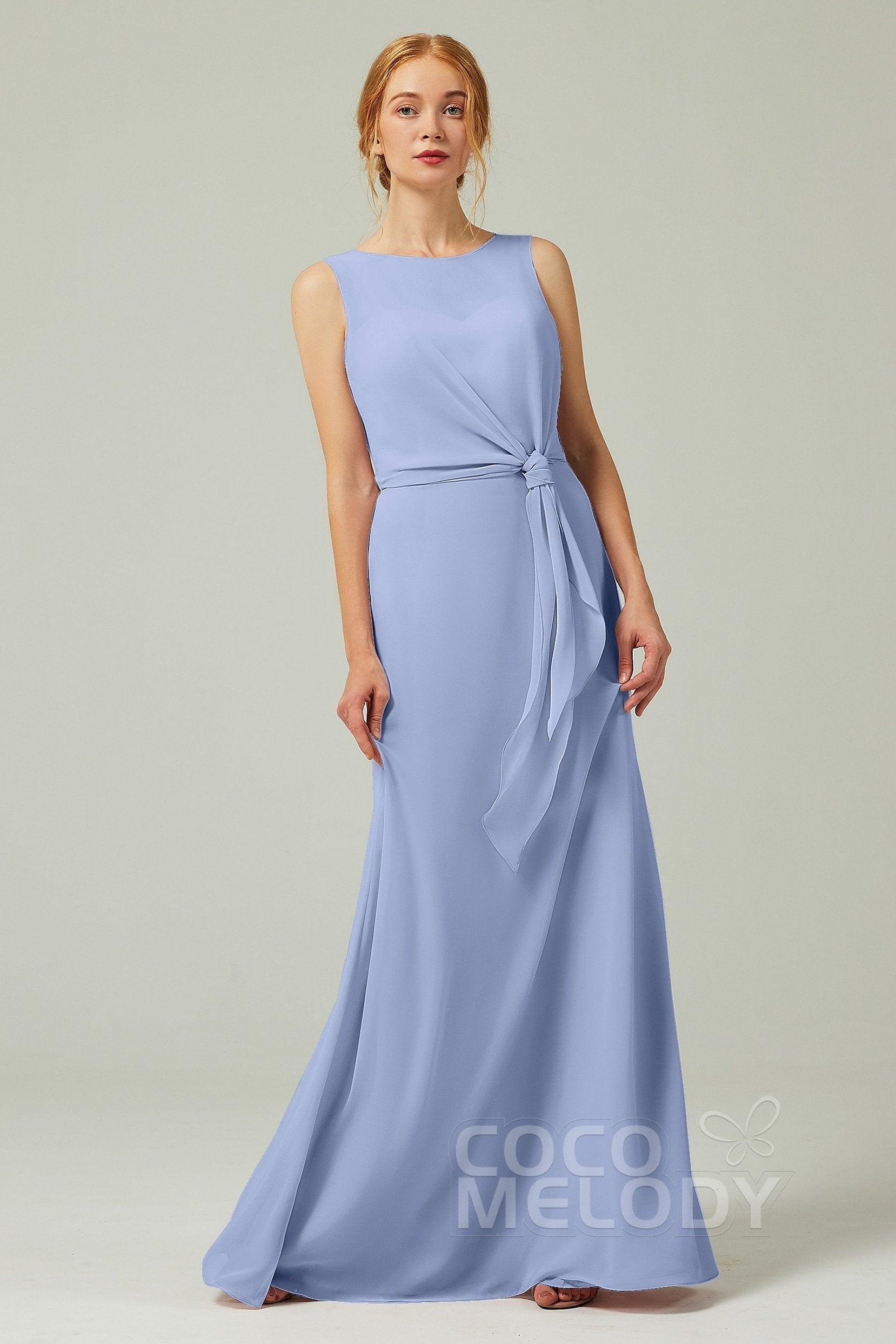 A-Line Floor Length Chiffon Bridesmaid Dress CB0317 - COCOMELODY